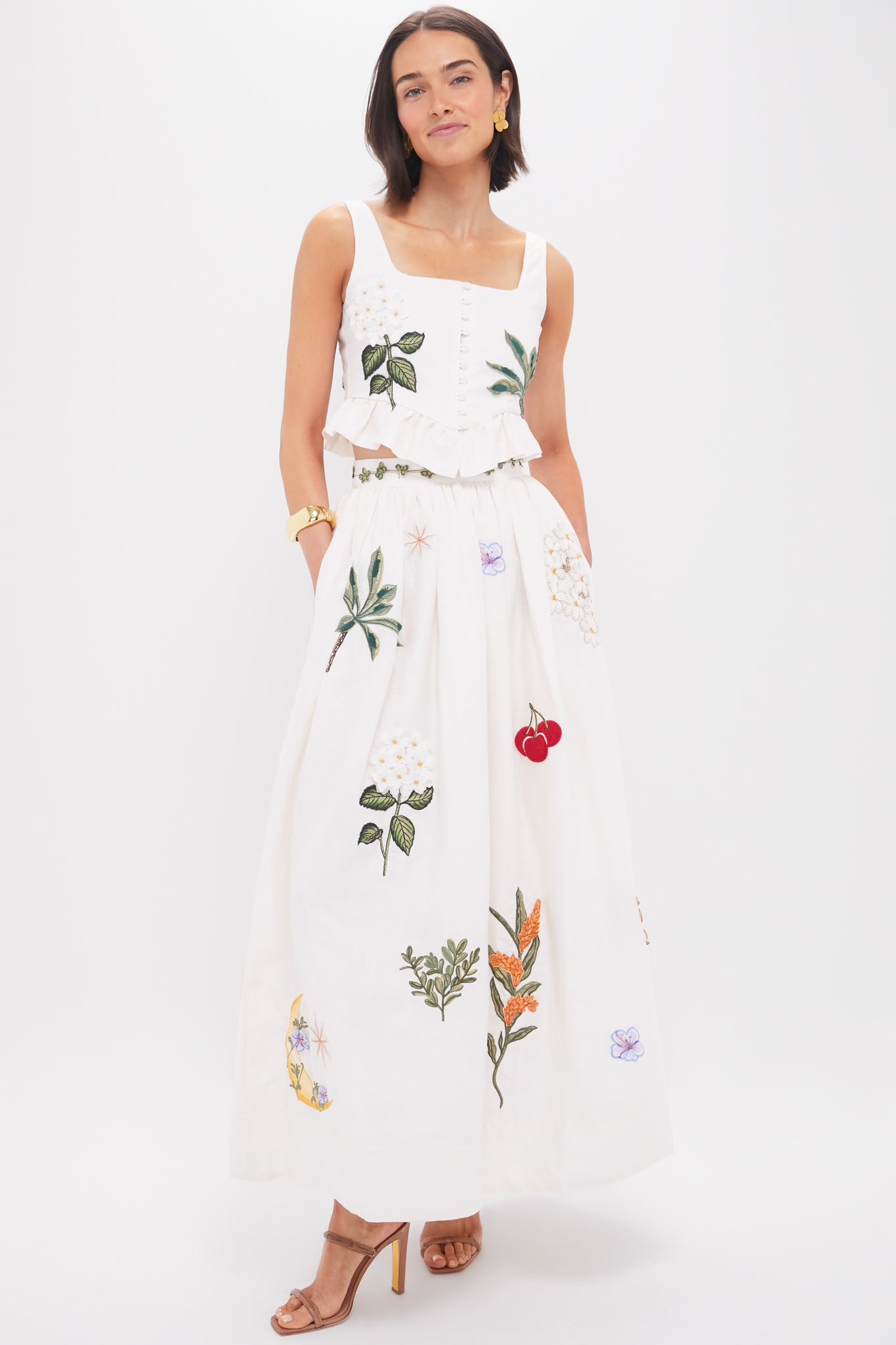 Wild Tangelo Embroidered Applique Maxi Skirt-Get Girly