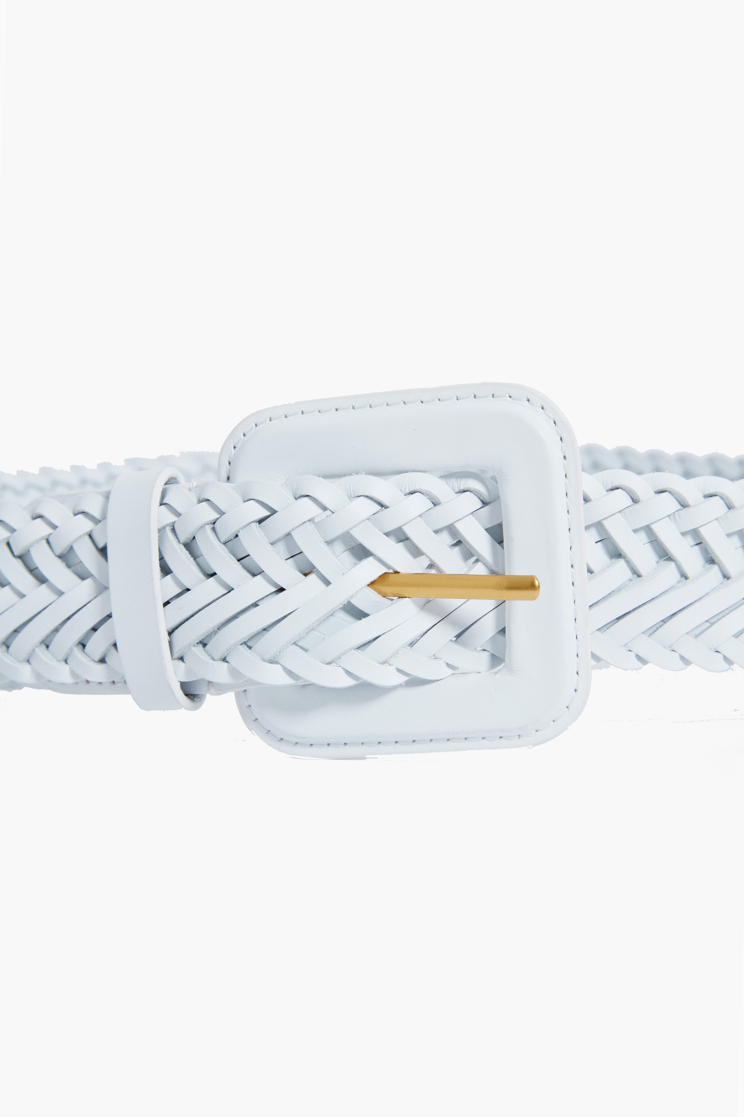White Vachetta Oliver Thin Woven Leather Belt-Get Girly