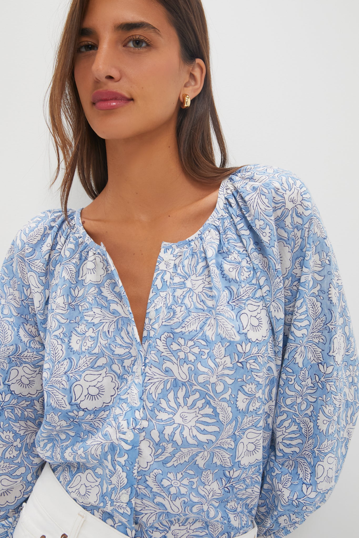 Arbor Blissful Blue Organic Frances Blouse-Get Girly
