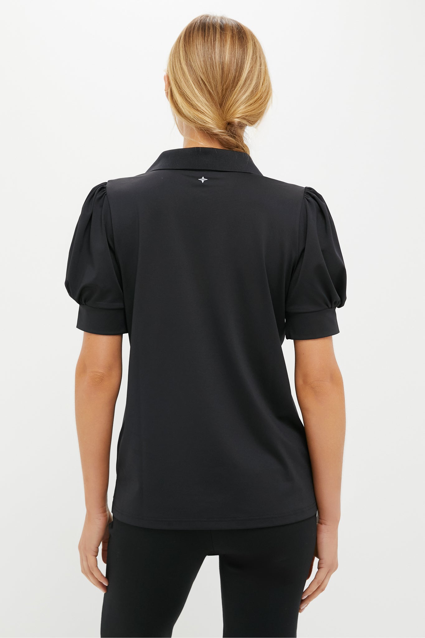 Black Puff Sleeve Performance Jersey Caroline Polo-Get Girly