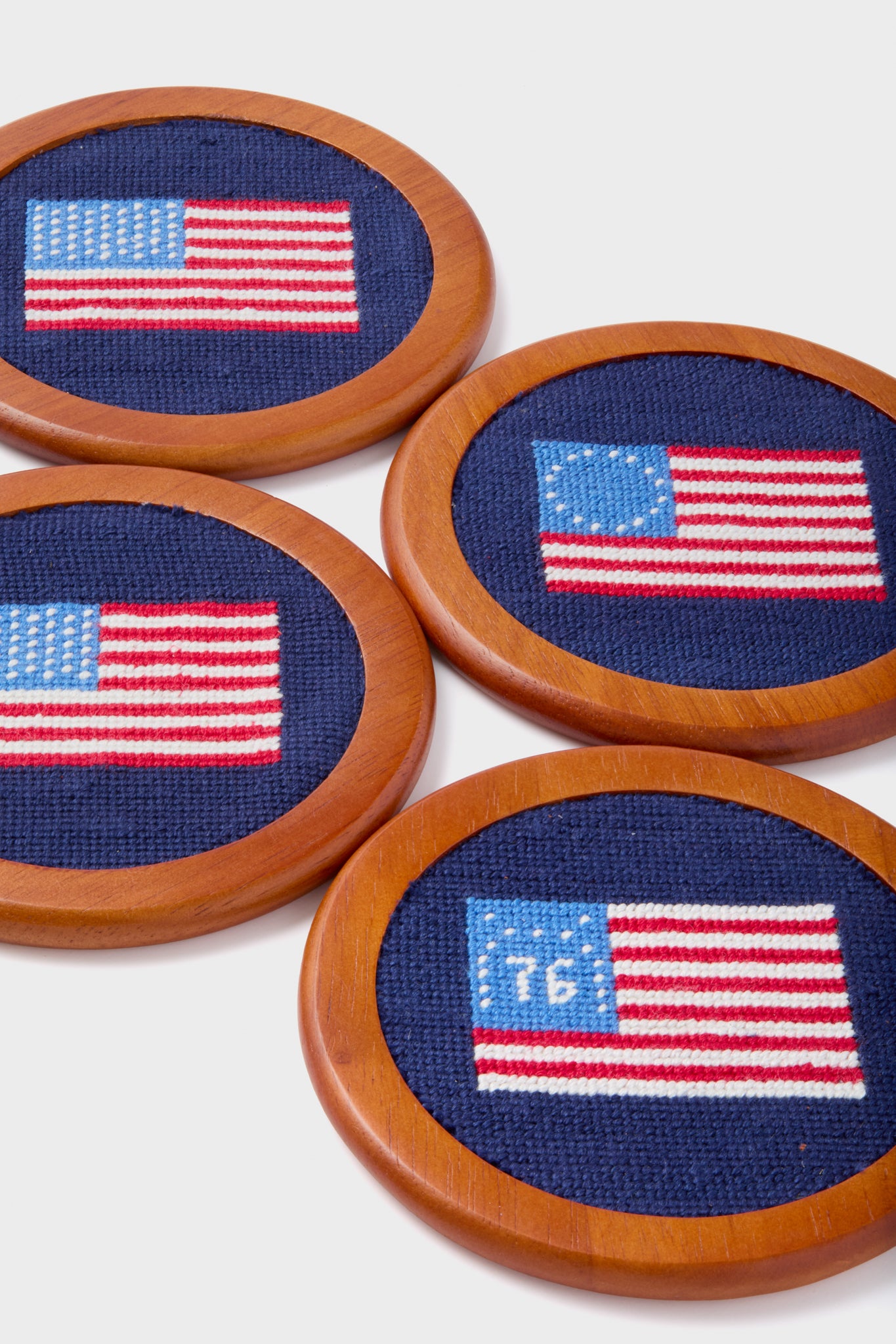 American Flag Needlepoint Coaster Set-Get Girly