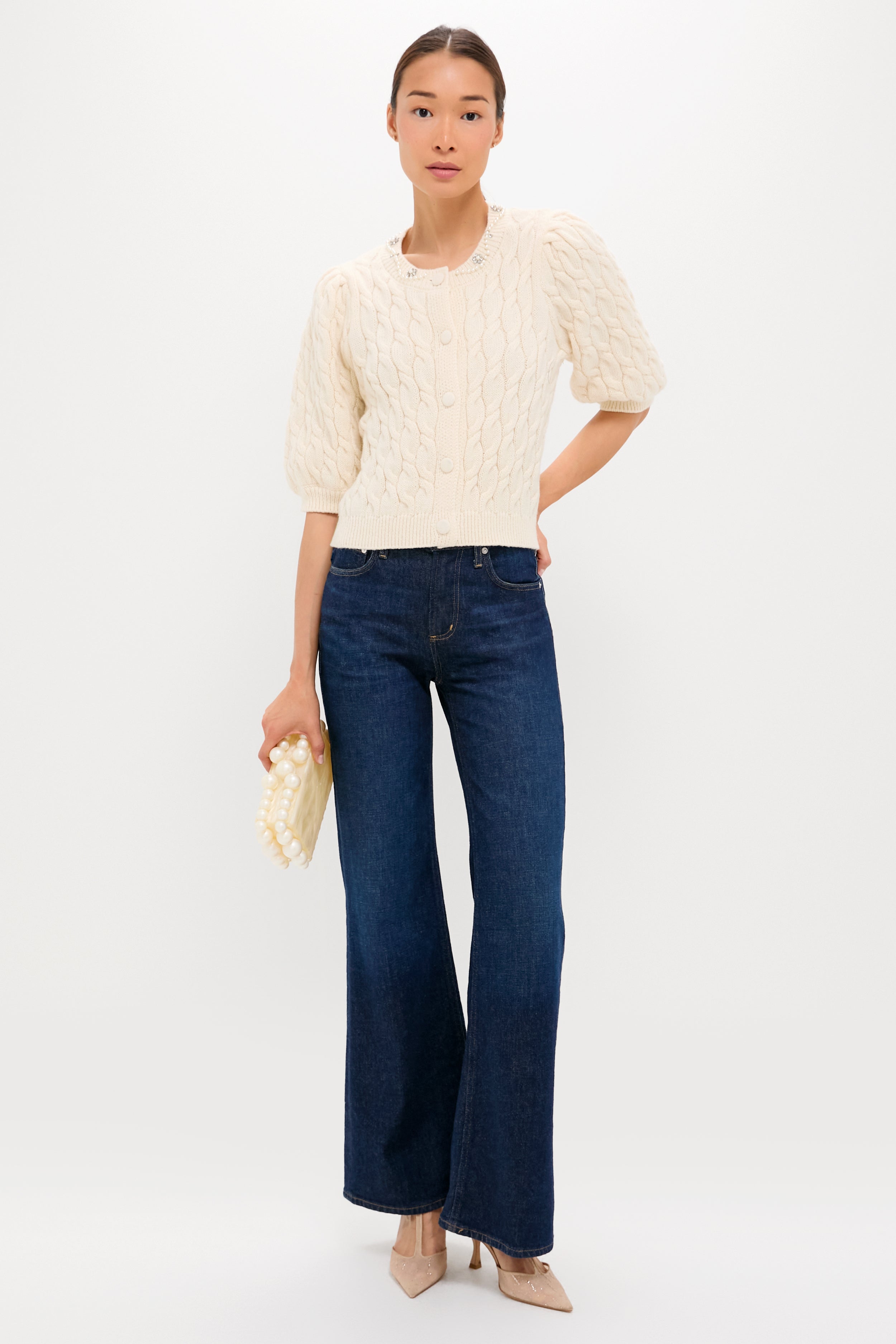 White Embellished Hadley Cardigan-Get Girly