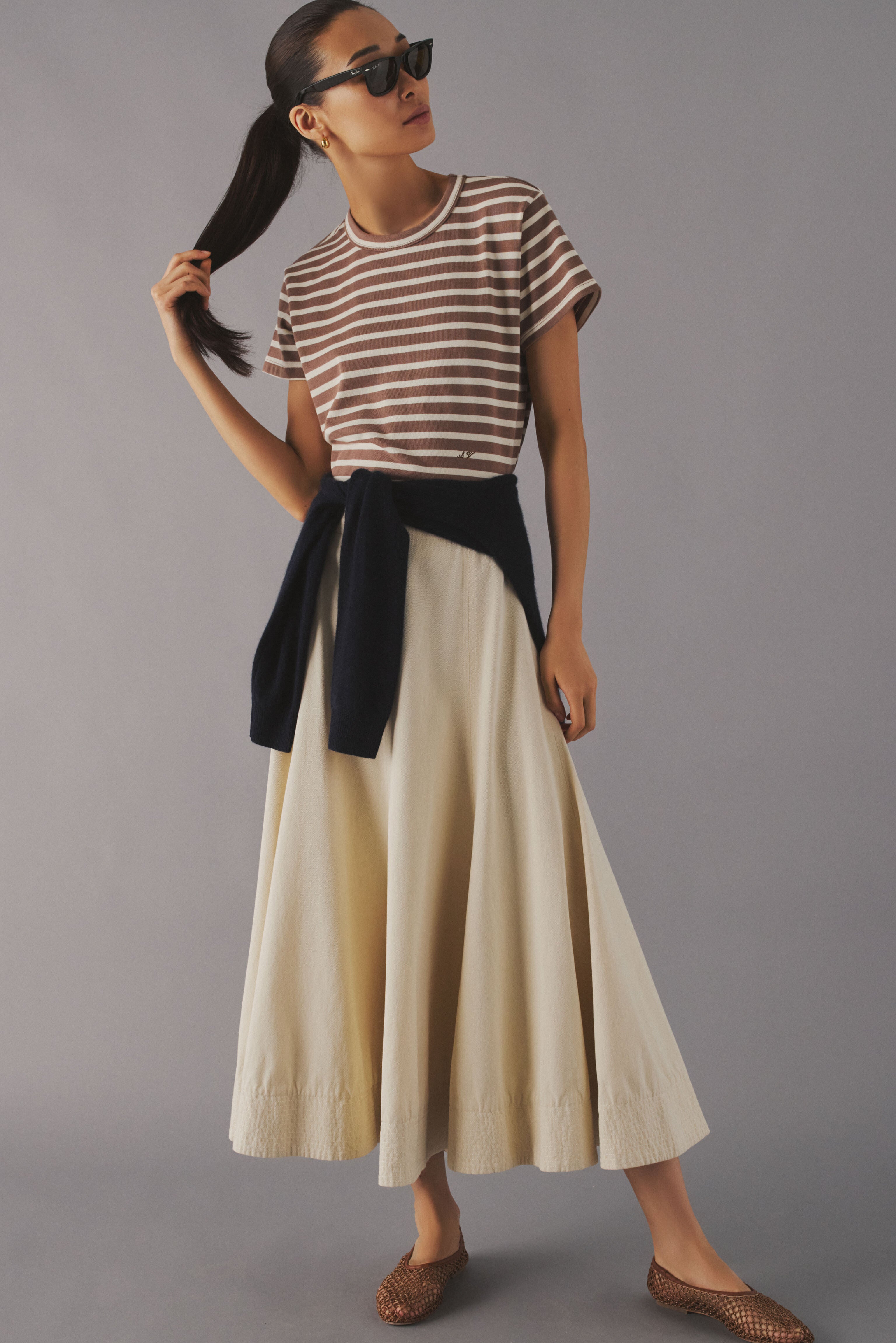 Mocha Stripe Parker Classic Tee-Get Girly