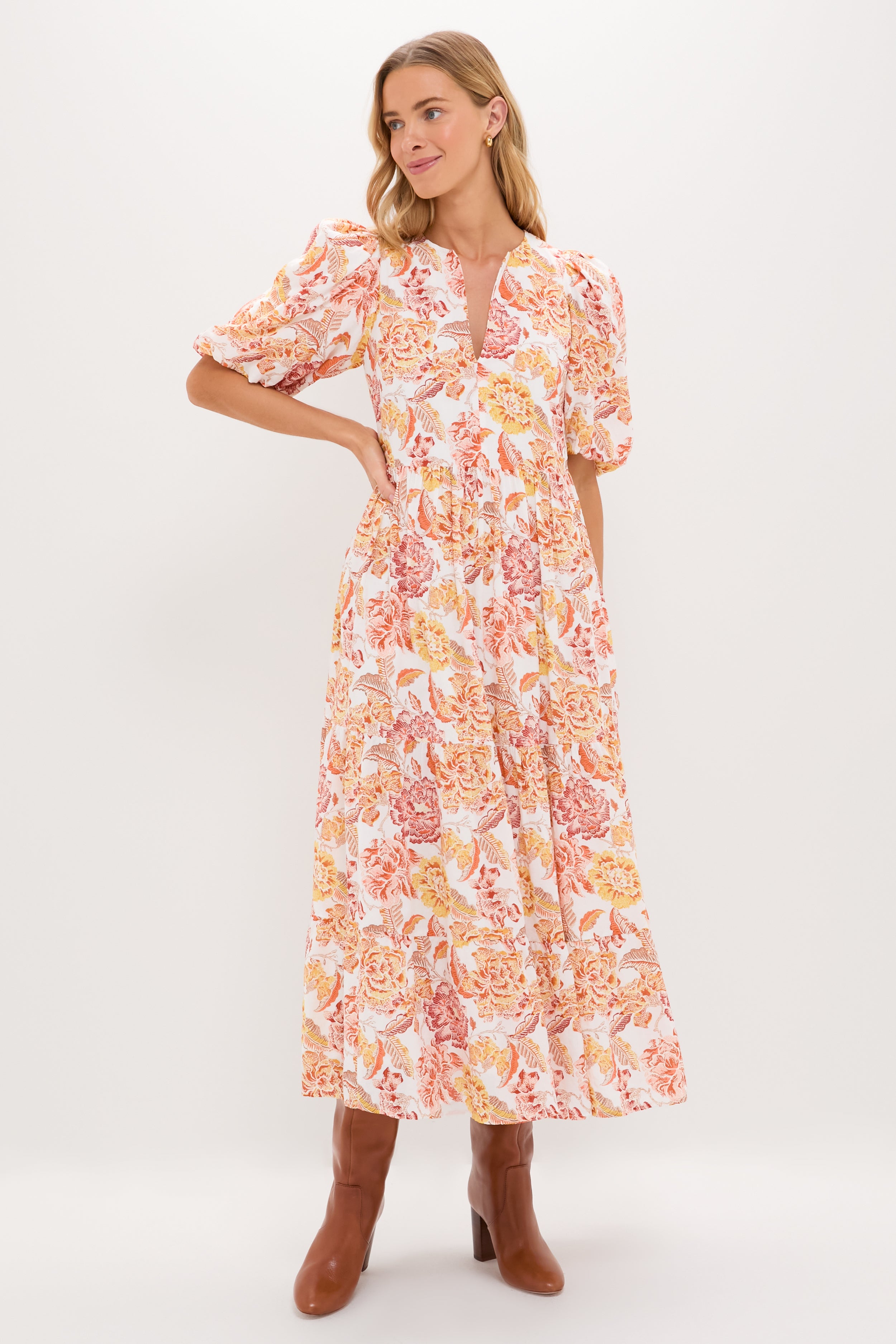 Saffron Floral Cisco Maxi Dress-Get Girly
