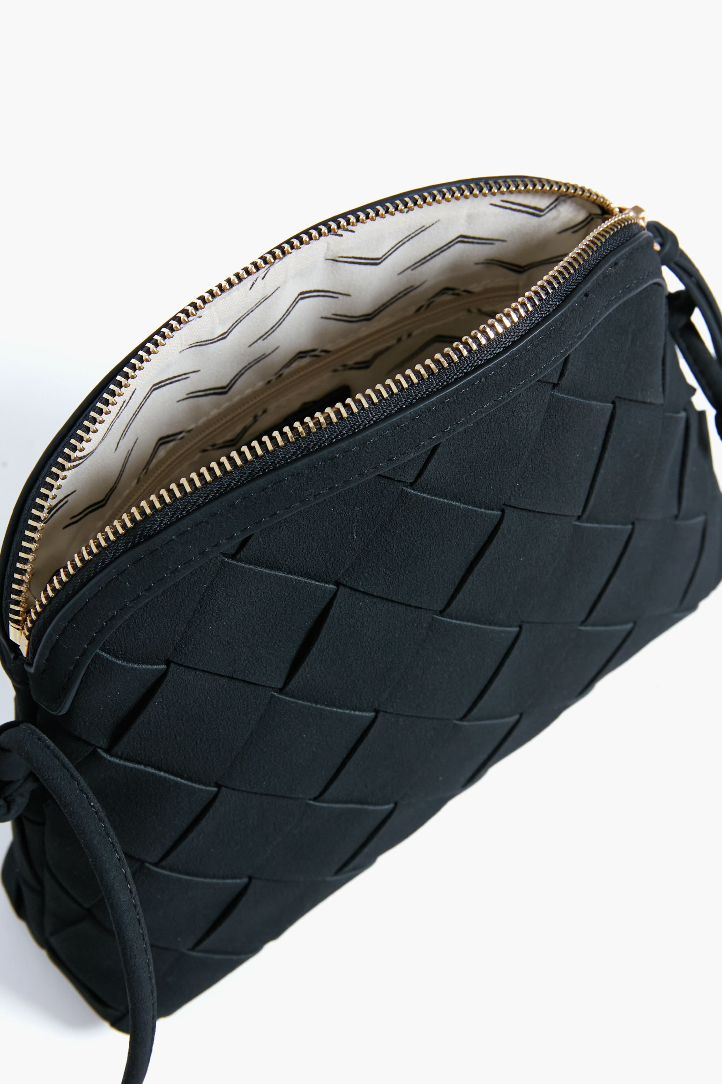 Black Calista Woven Crossbody-Get Girly
