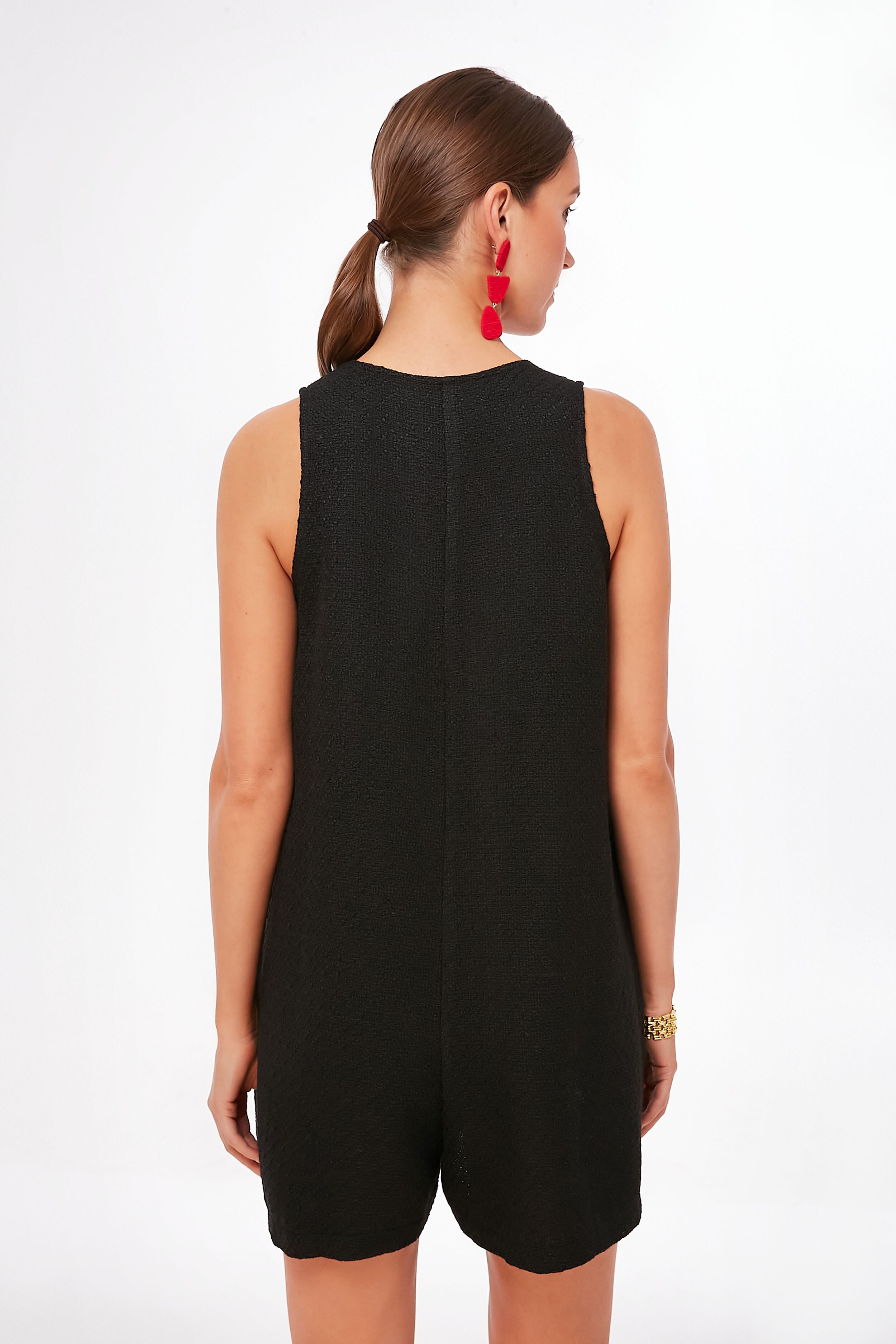 Black Textured Myla Romper-Get Girly