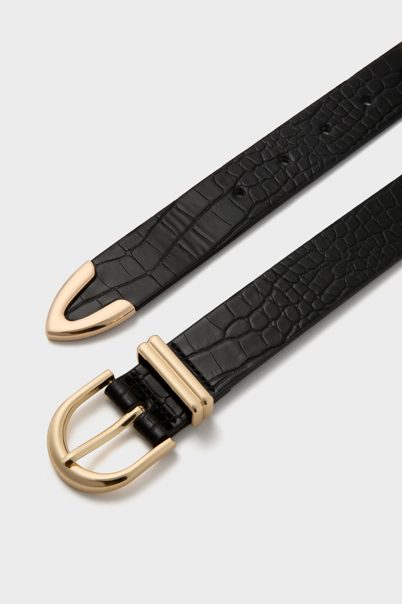 Black Croc and Gold Jeanette Belt-Get Girly