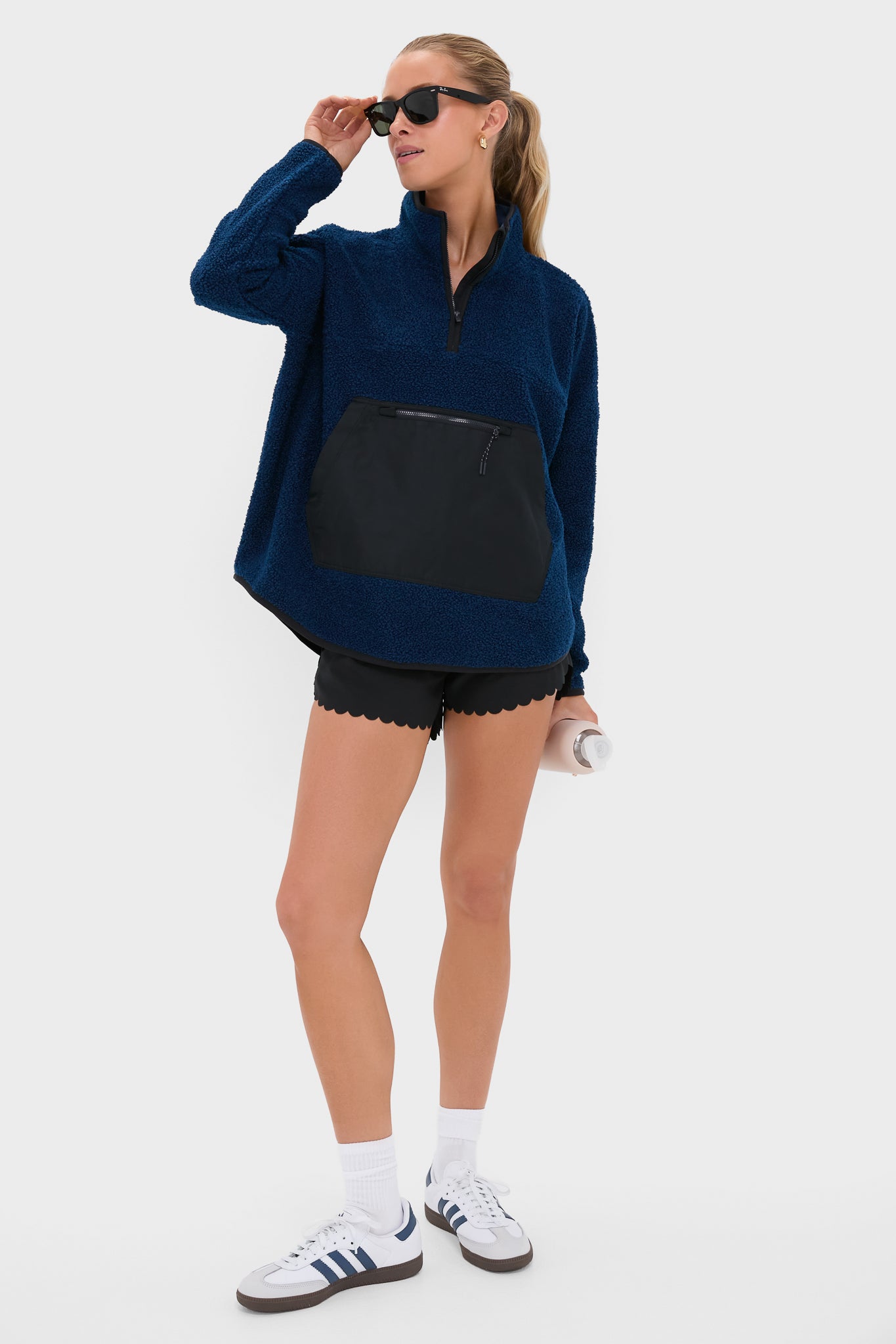 Navy Fleece Cady Quarter Zip-Get Girly