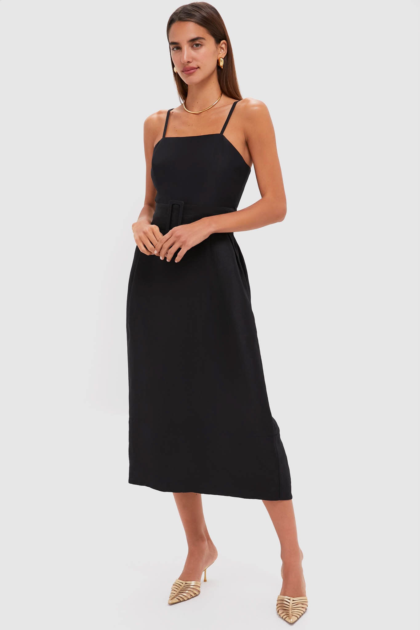 Black Artichoke Dress with Belt-Get Girly