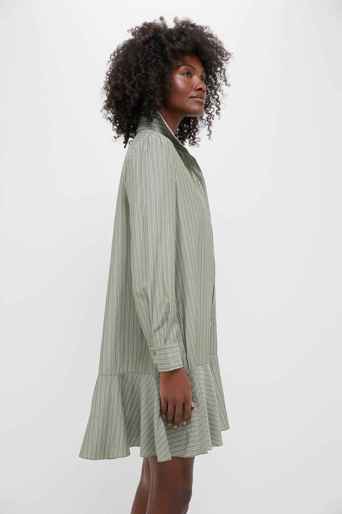 Green Stripe Callahan Shirt Dress-Get Girly