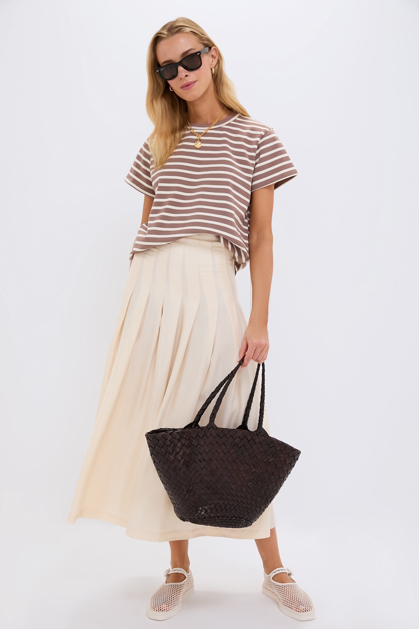 Mocha Stripe Parker Classic Tee-Get Girly