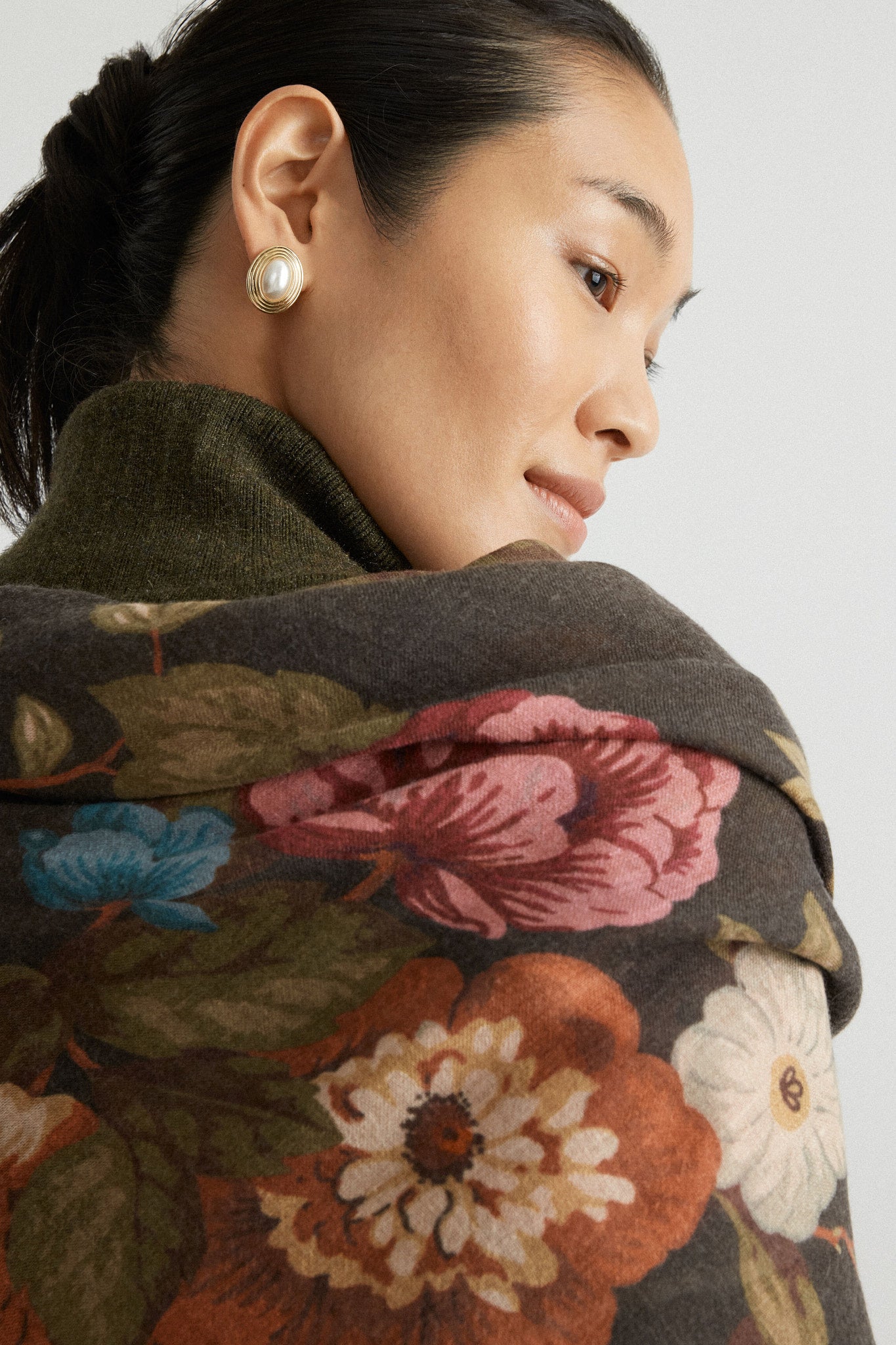 Baroque Floral Silk Cashmere Blend Large Scarf-Get Girly