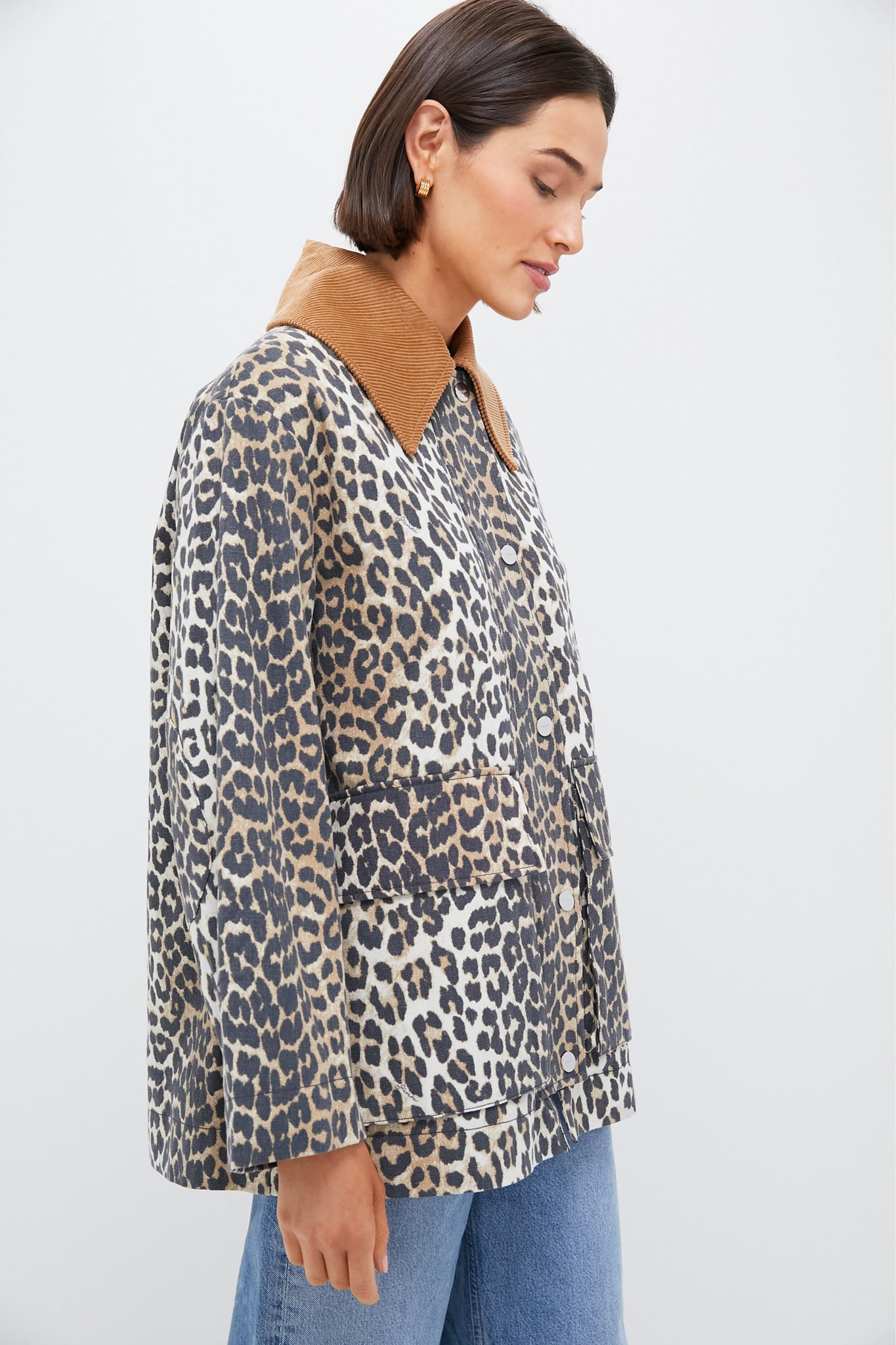 Almond Milk Printed Canvas Midi Jacket-Get Girly