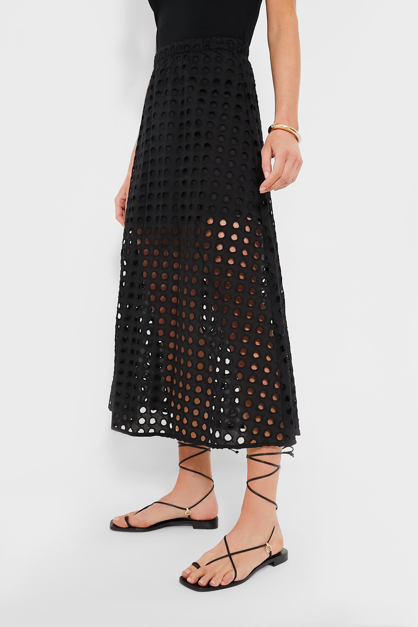 Black Cotton Eyelet Eve Skirt-Get Girly