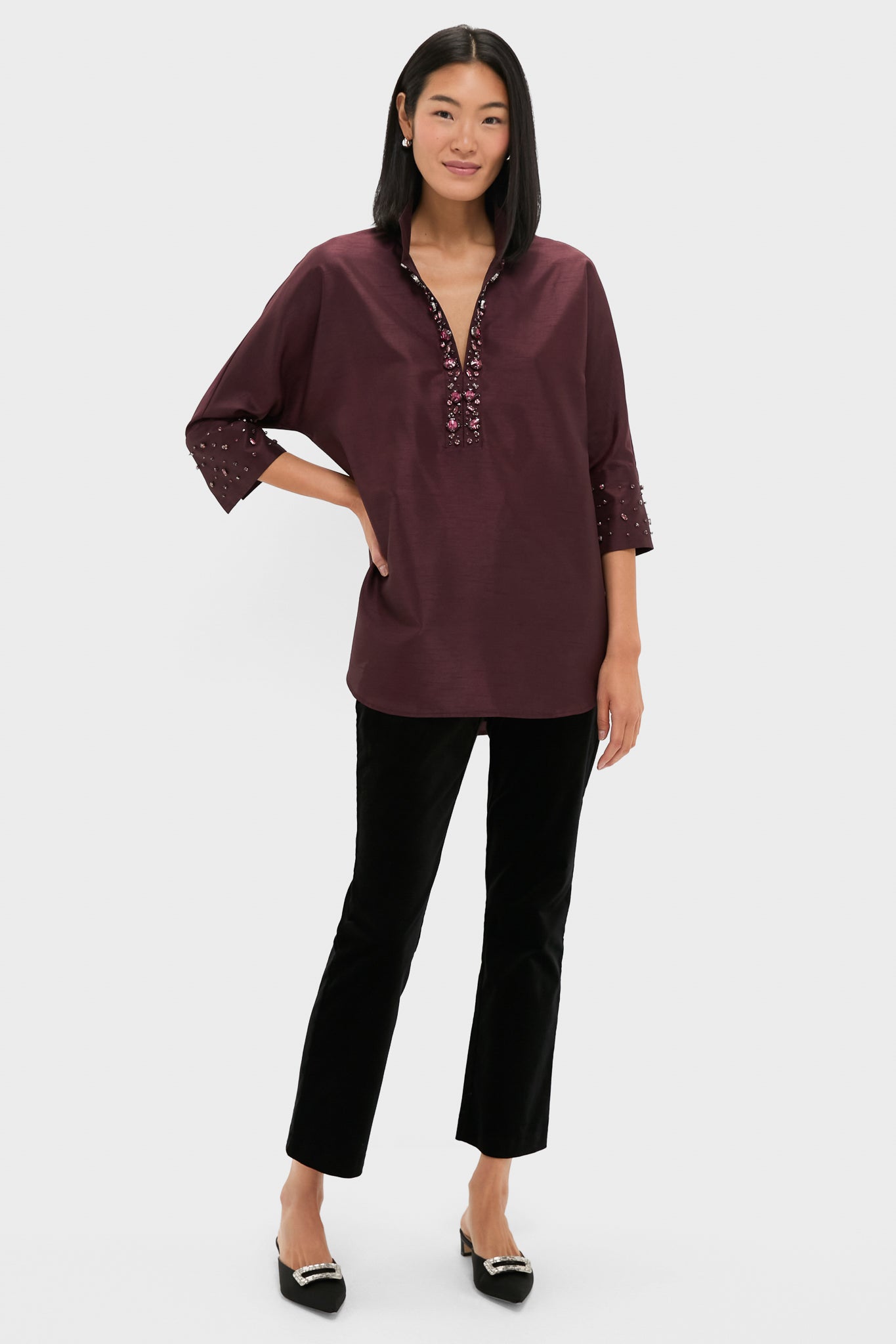 Winetasting Embellished Willow Blouse-Get Girly