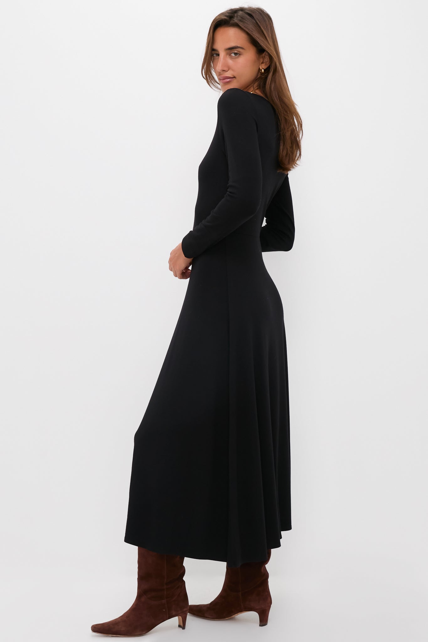 Black Long Sleeve Sara Maxi Dress-Get Girly