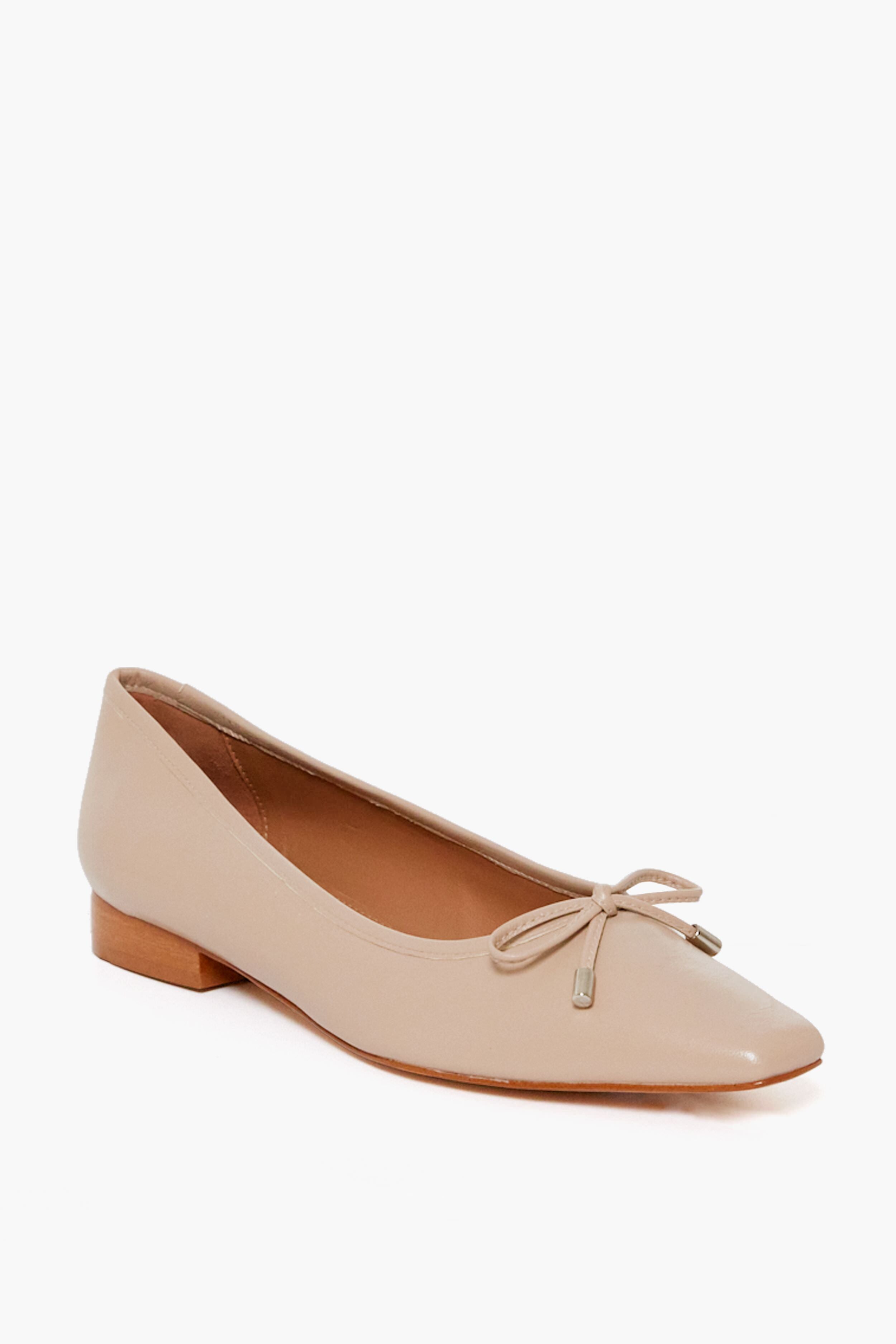 Beige Leather Monica Flats-Get Girly