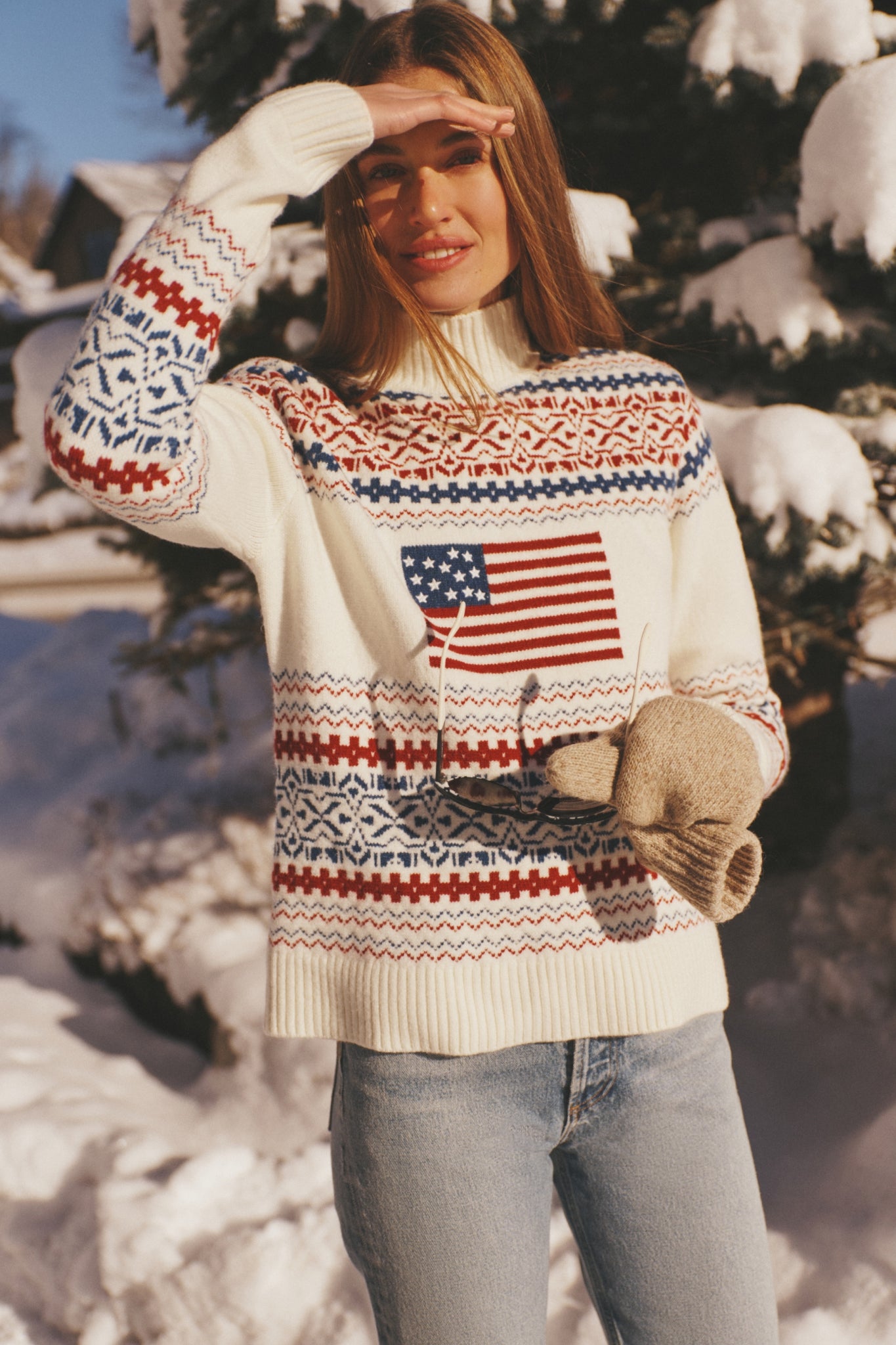 American Flag Christie Turtleneck Sweater-Get Girly