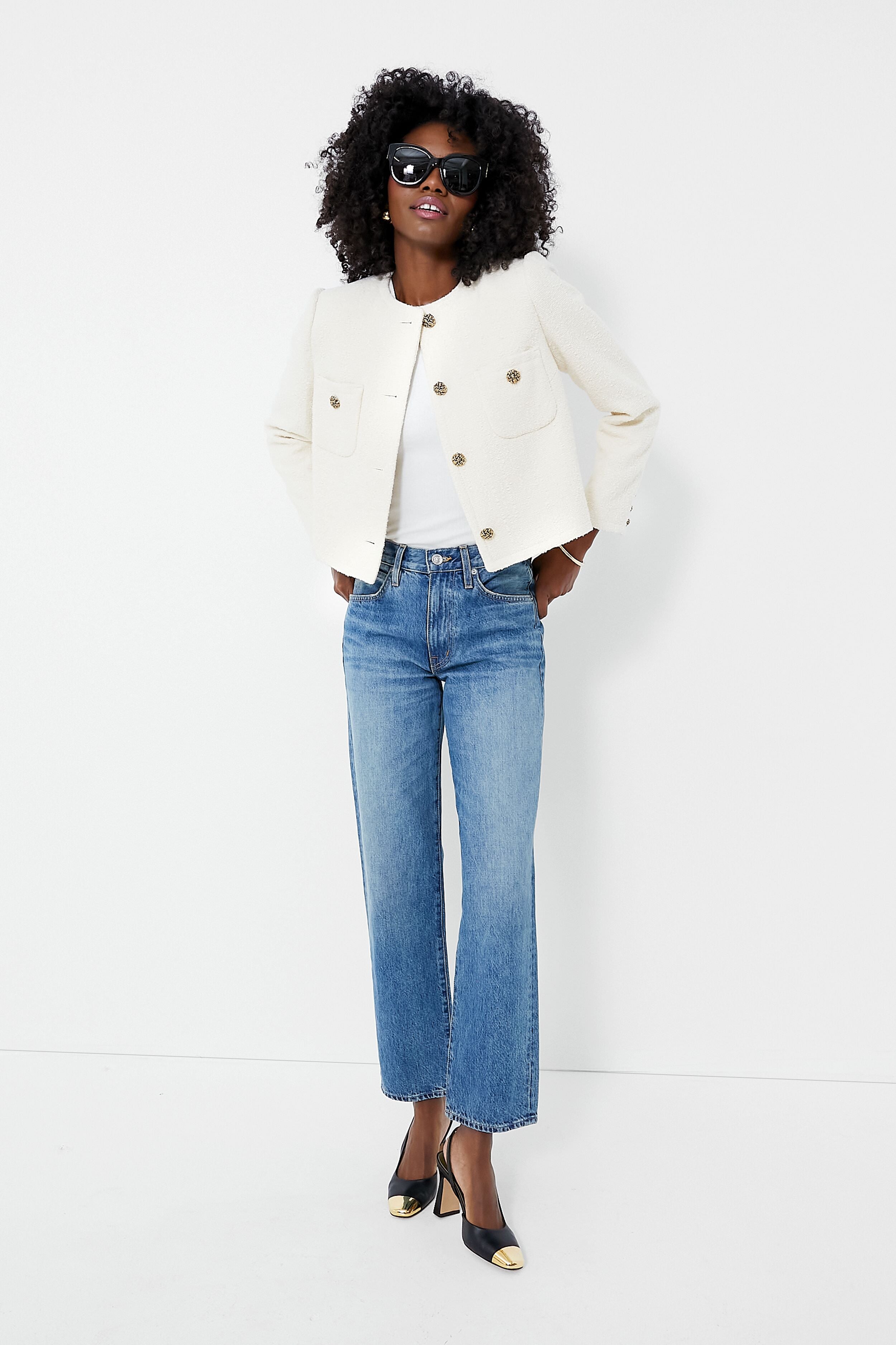 Black and Gold Square Sunglasses-Get Girly