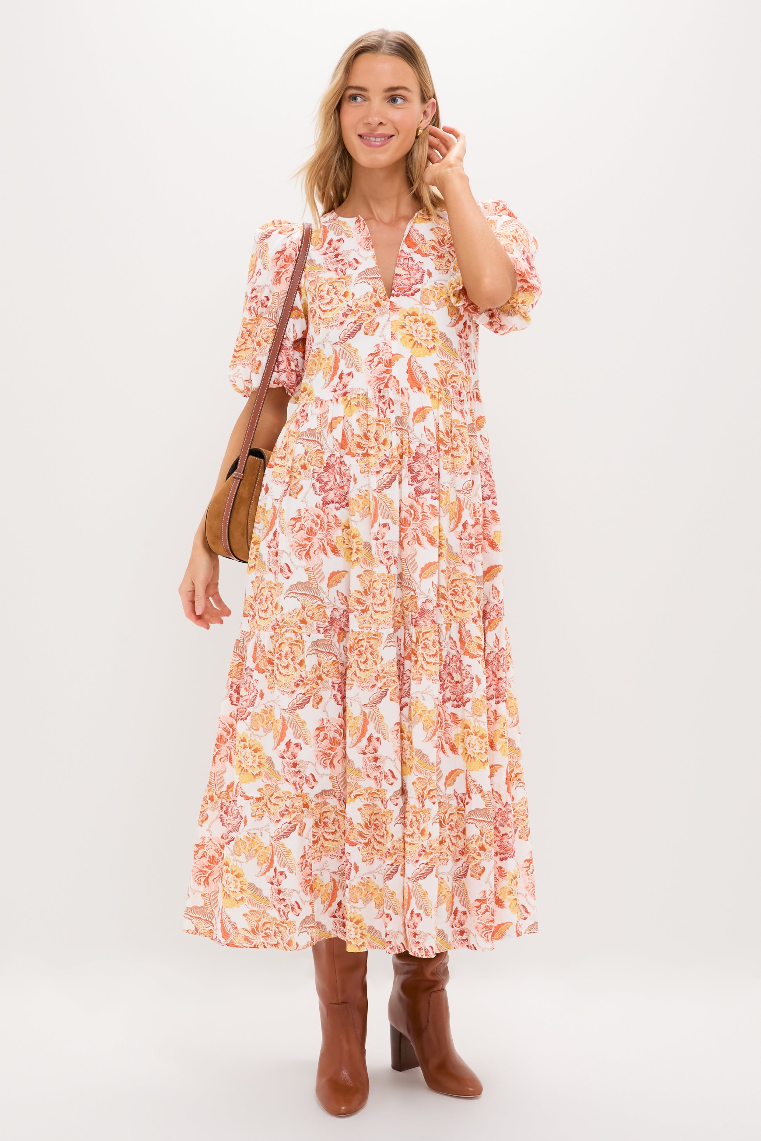 Saffron Floral Cisco Maxi Dress-Get Girly