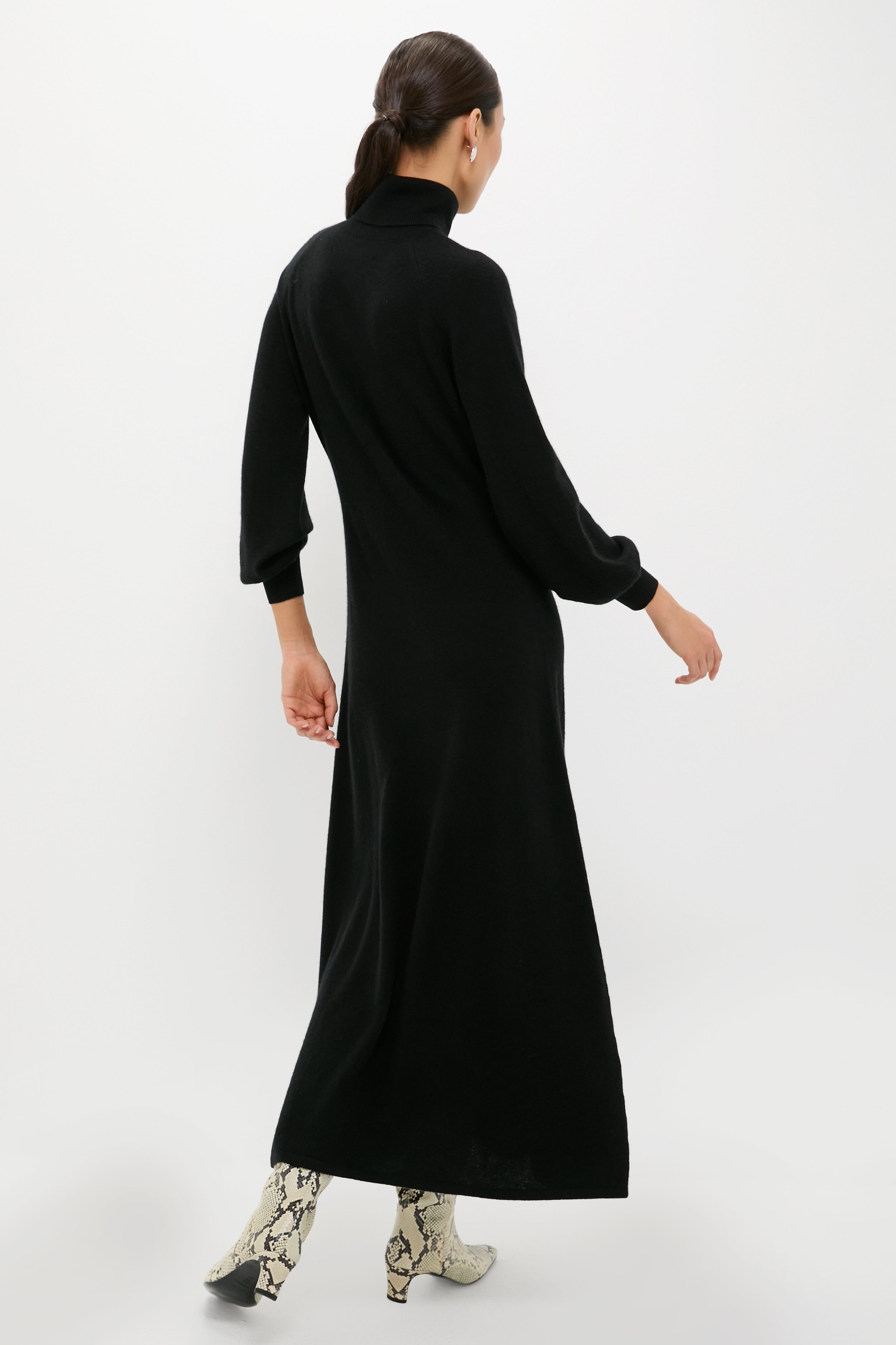 Black Cashmere Turtleneck Maxi Dress-Get Girly