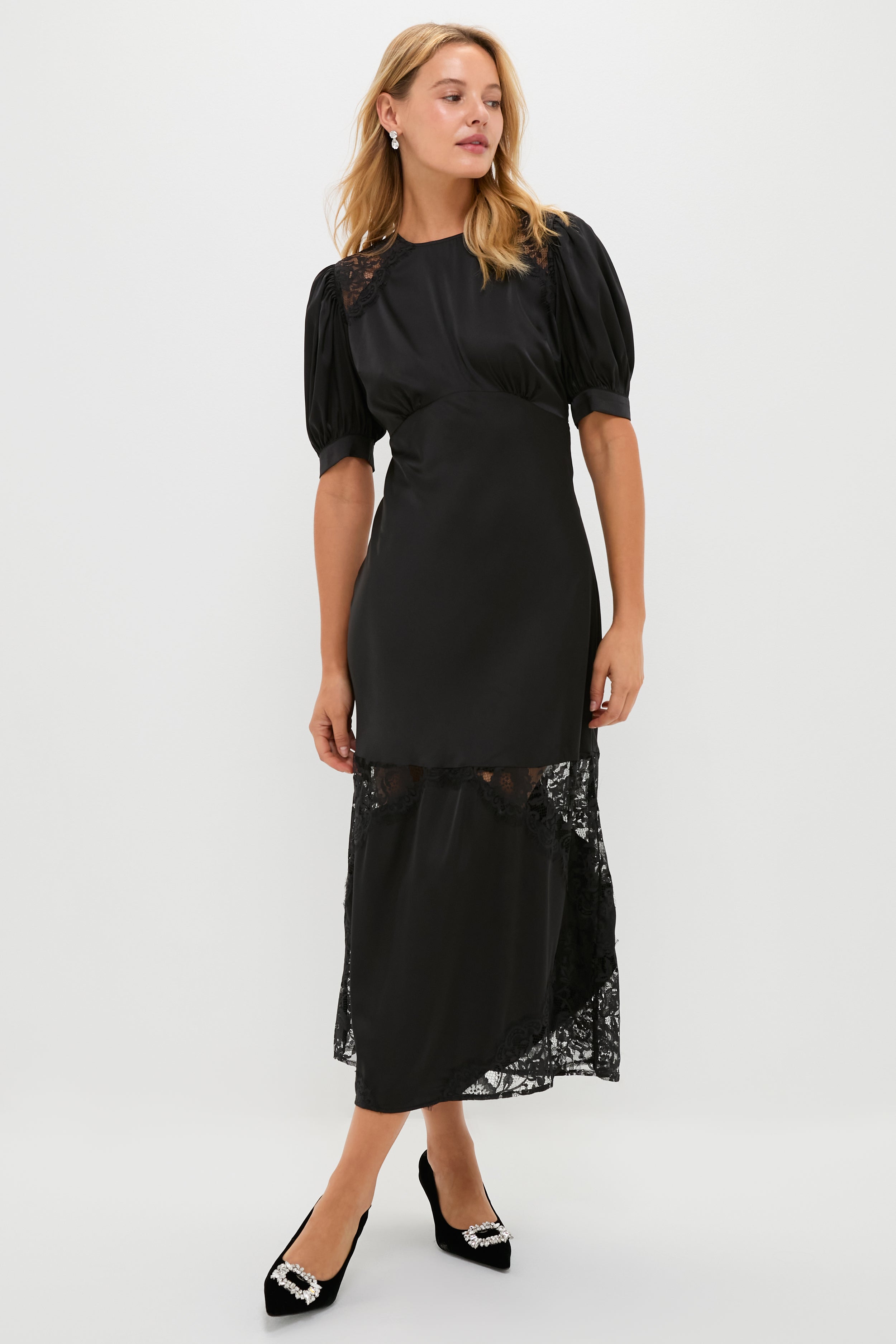 Black Lace Pierpont Midi Dress-Get Girly