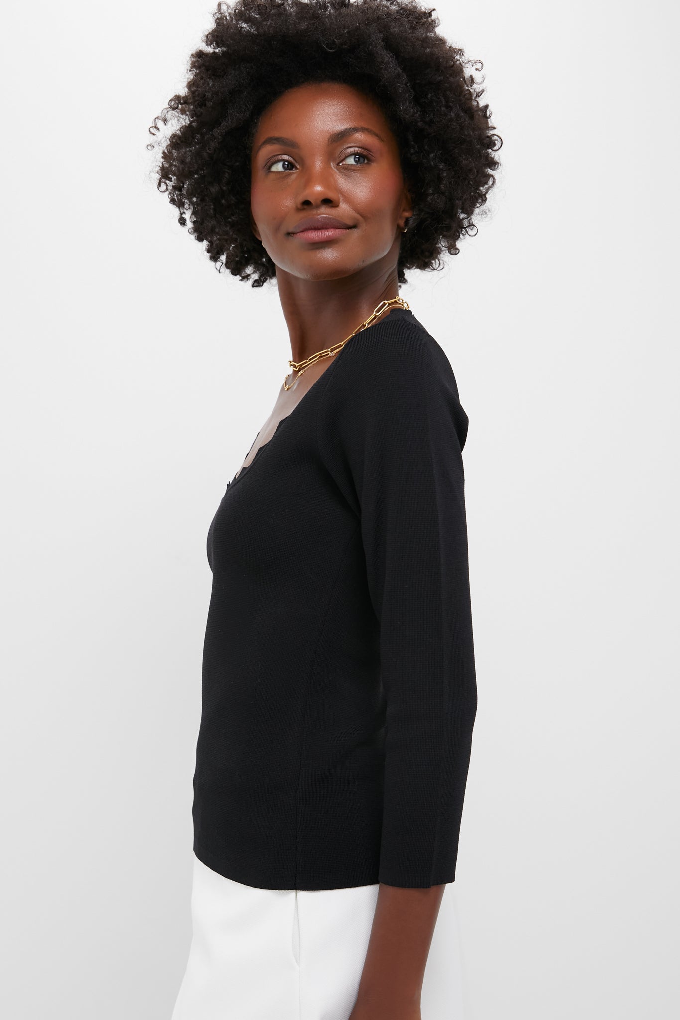 Black Ric Rac Long Sleeve Compression Top-Get Girly