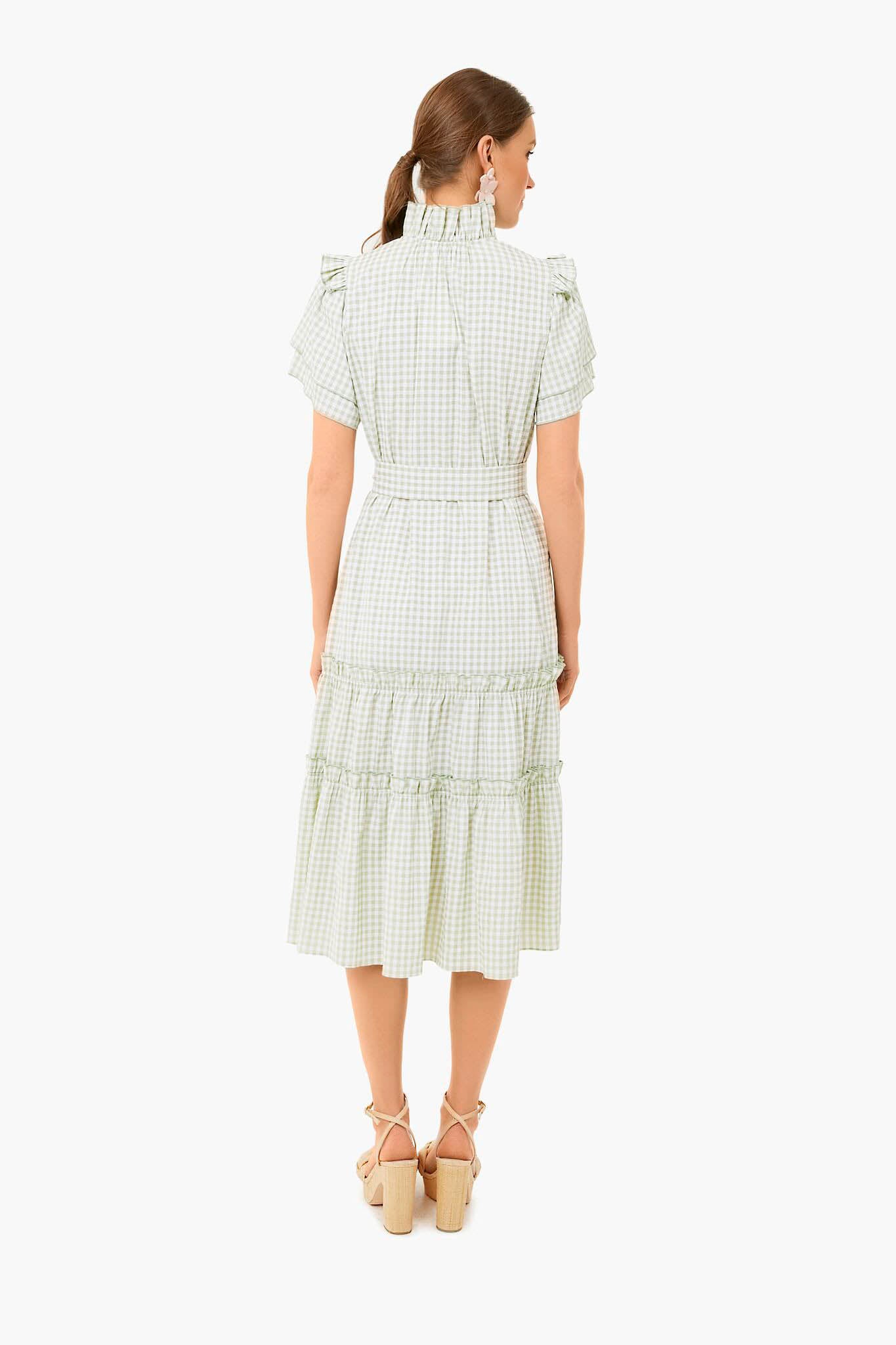 Pale Green Check Matthews Dress-Get Girly