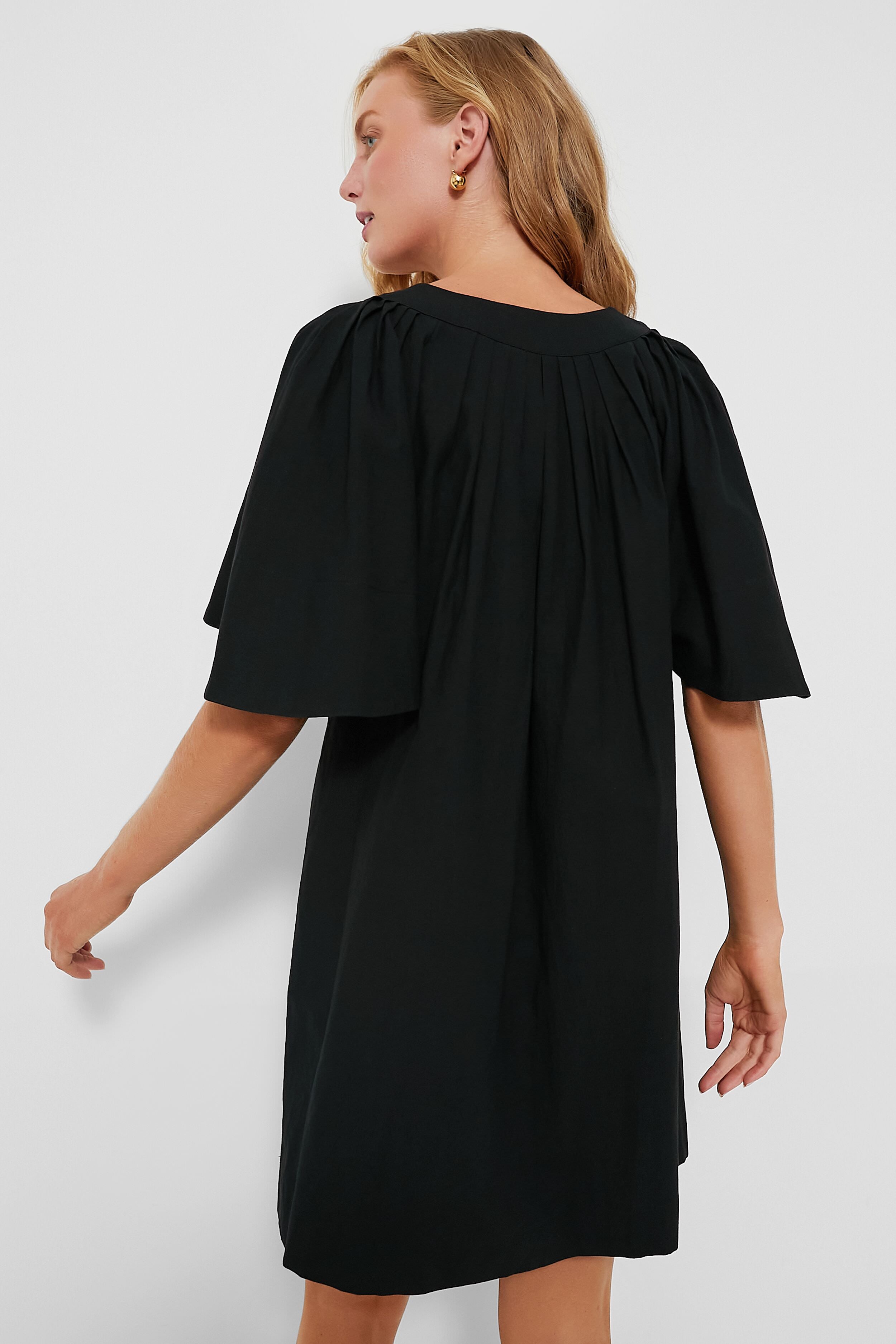 Black Finley Flutter Sleeve Dress-Get Girly