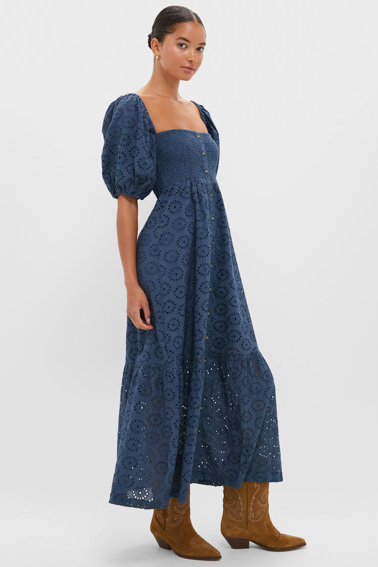 Blue Indigo Eyelet Santiago 4 Maxi Dress-Get Girly