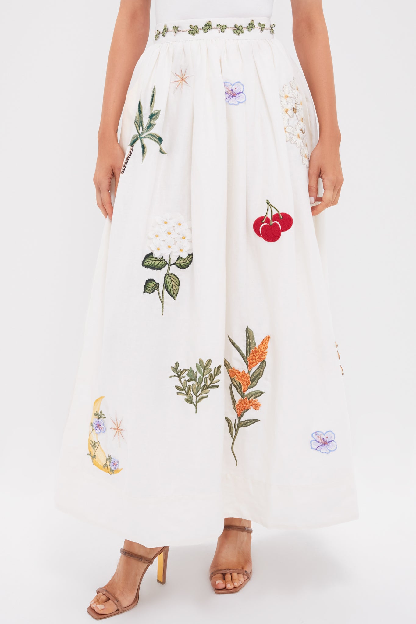 Wild Tangelo Embroidered Applique Maxi Skirt-Get Girly