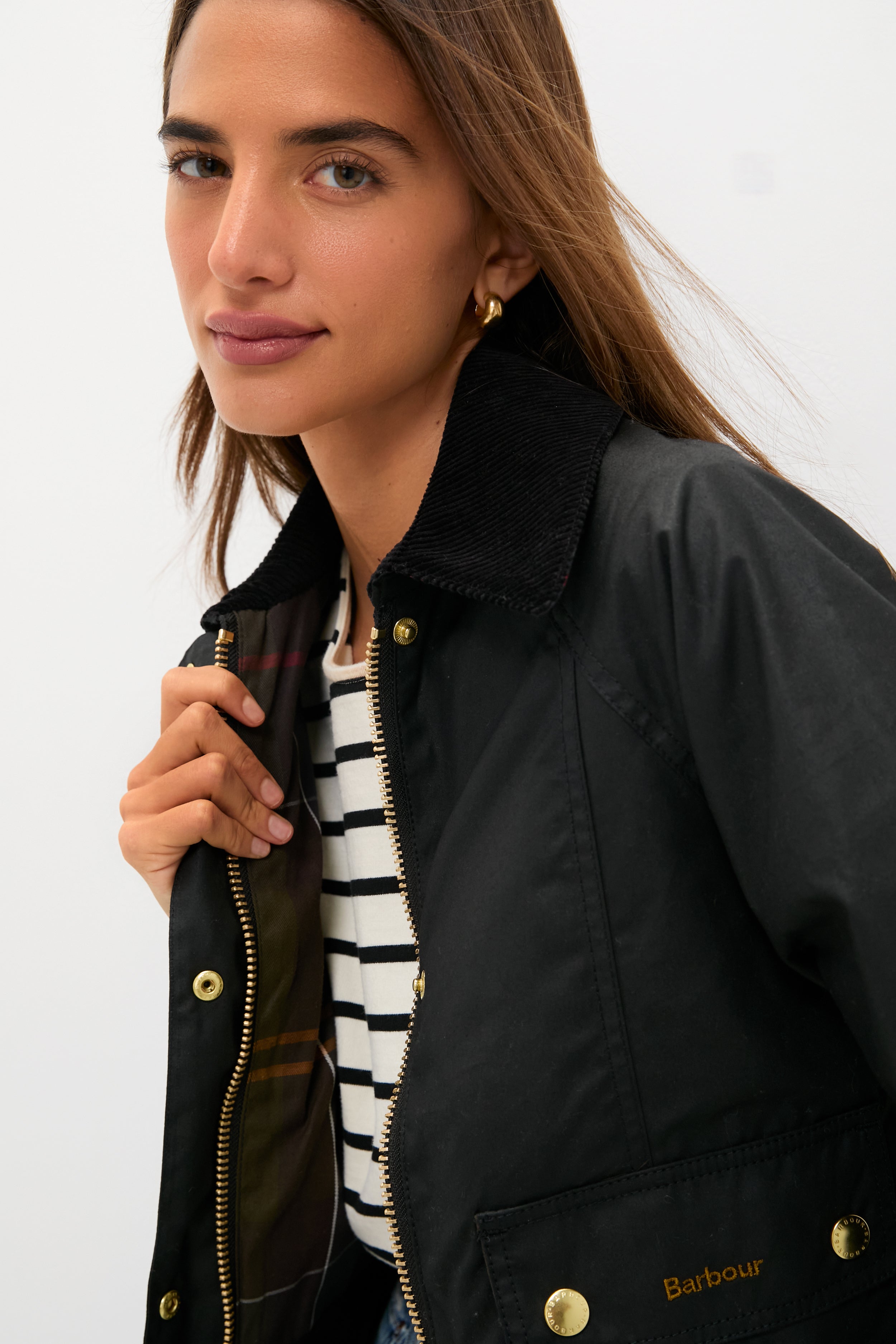 Black Cropped Beadnell Wax Jacket-Get Girly
