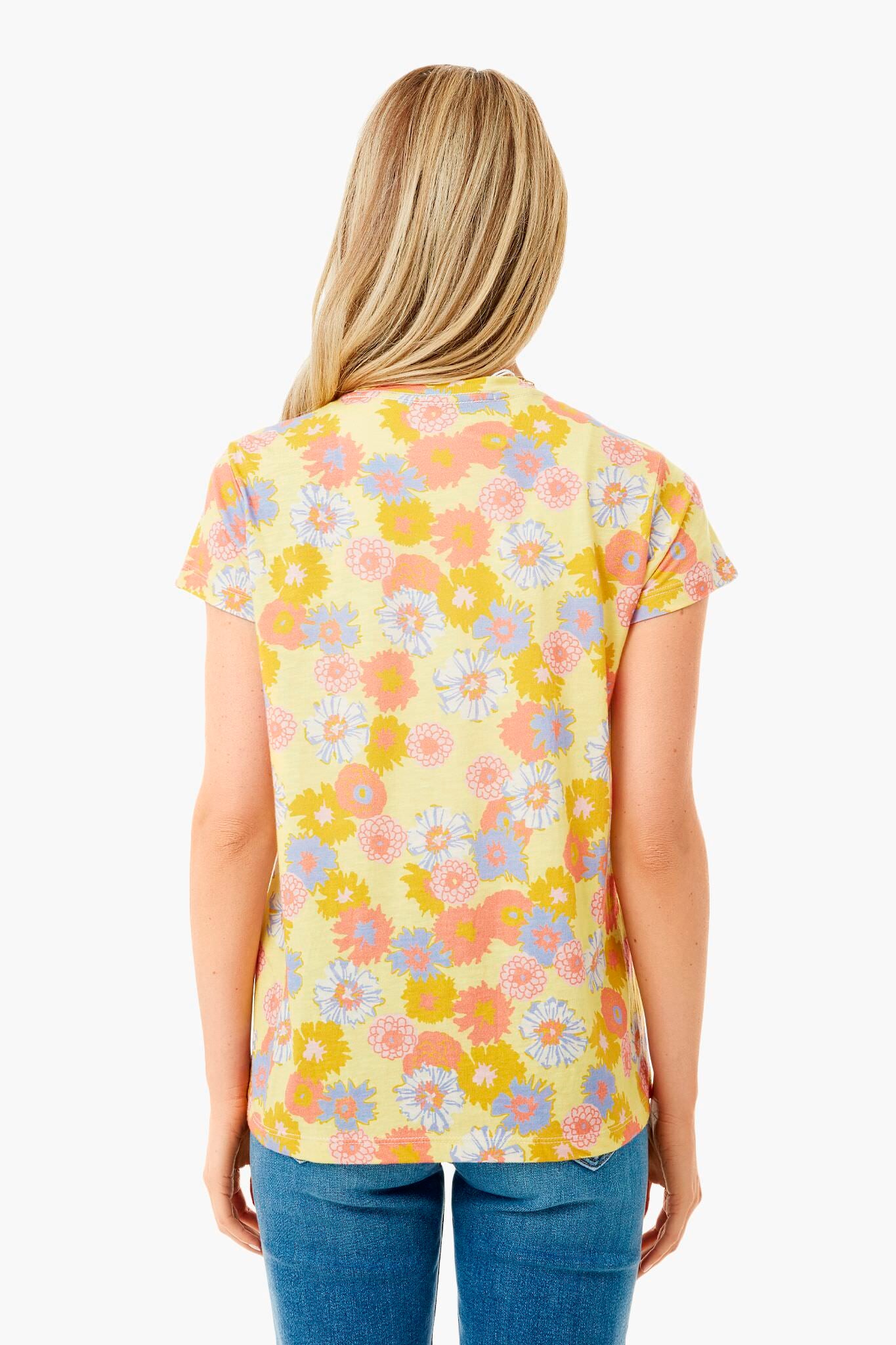 White Vintage Floral Swing Crew Tee-Get Girly