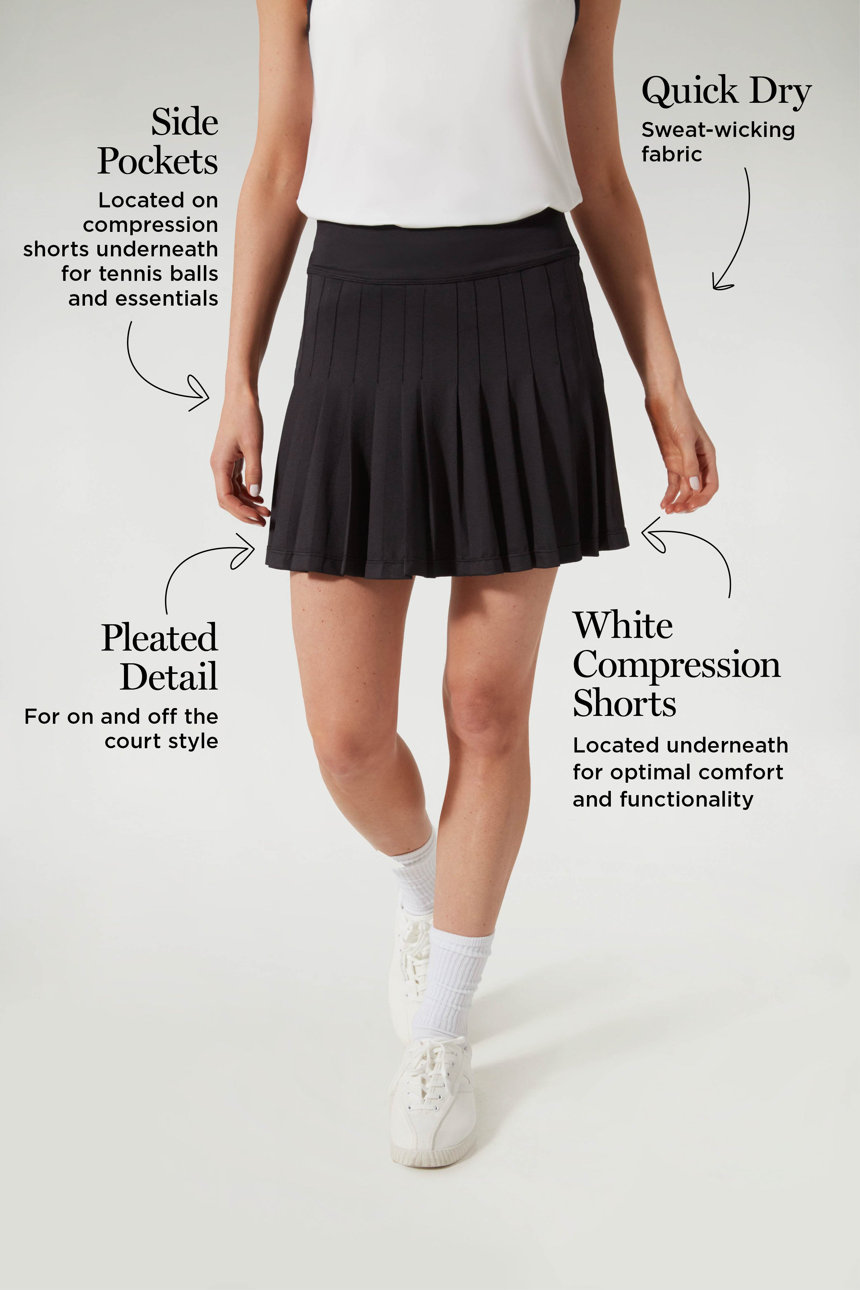 Black and White 15 Inch Williams Tennis Skirt-Get Girly
