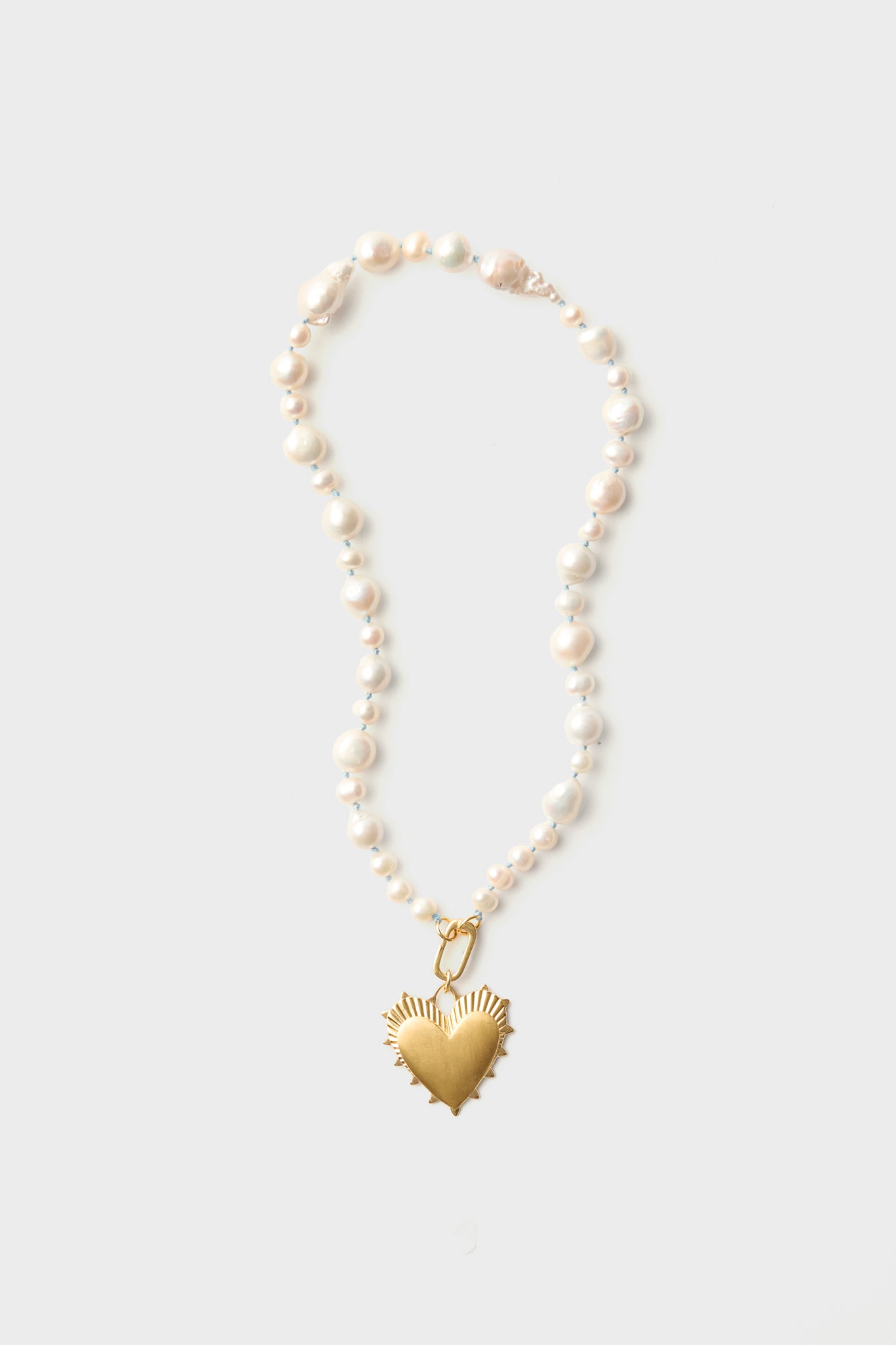 Baroque Pearl Necklace with Heart of Gold Charm-Get Girly