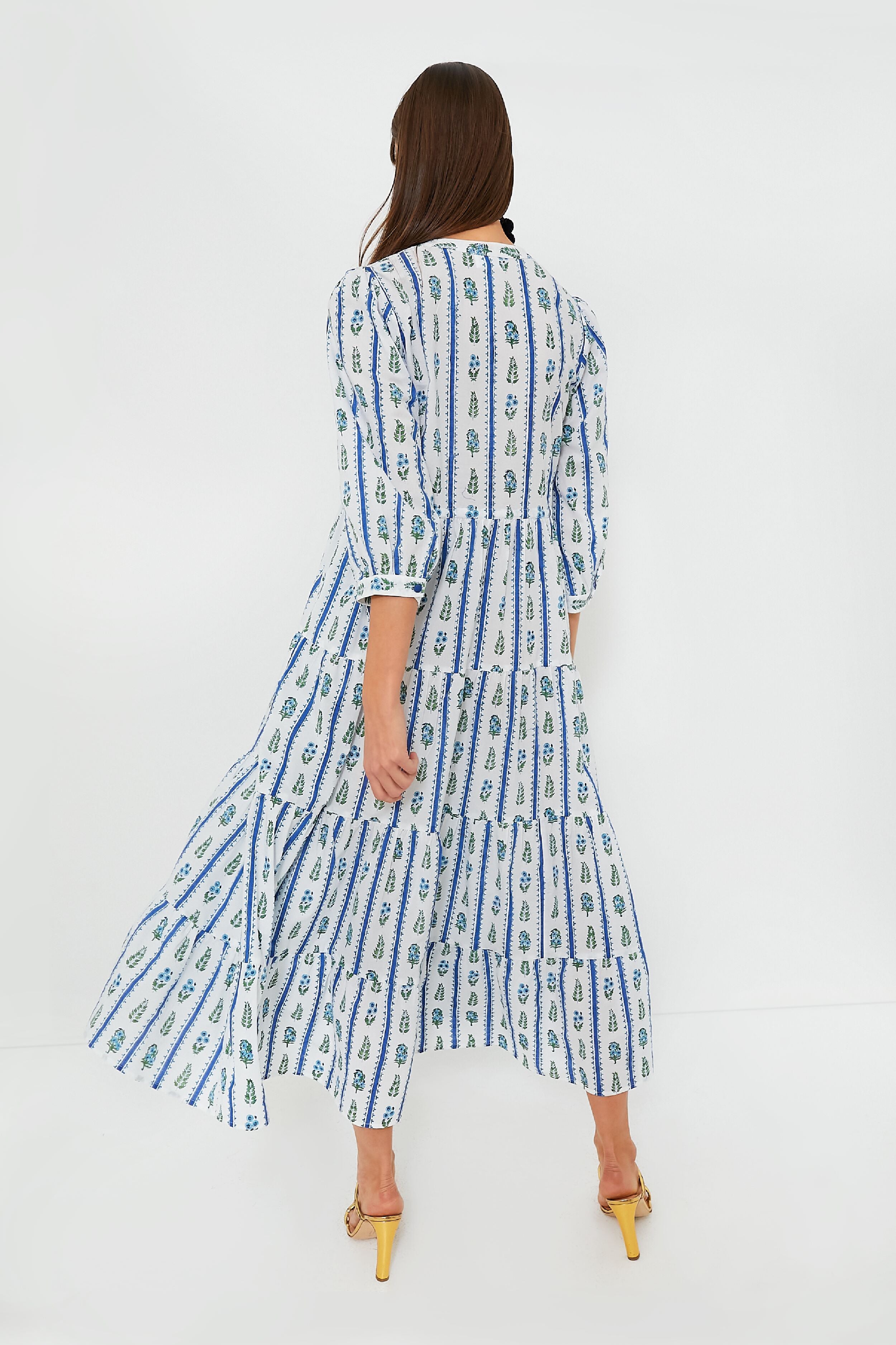 Indigo Border Maria Dress-Get Girly