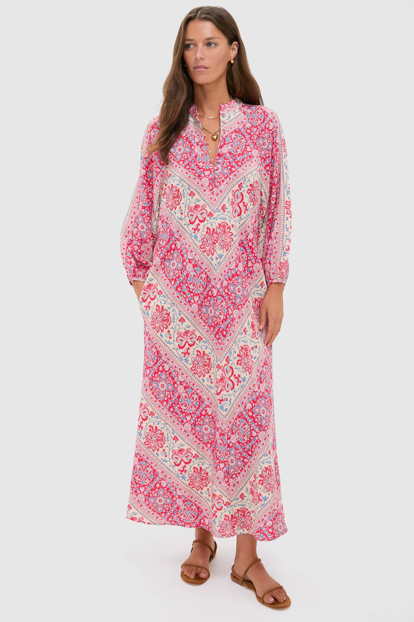 Cerise Chevron Maryse Caftan-Get Girly