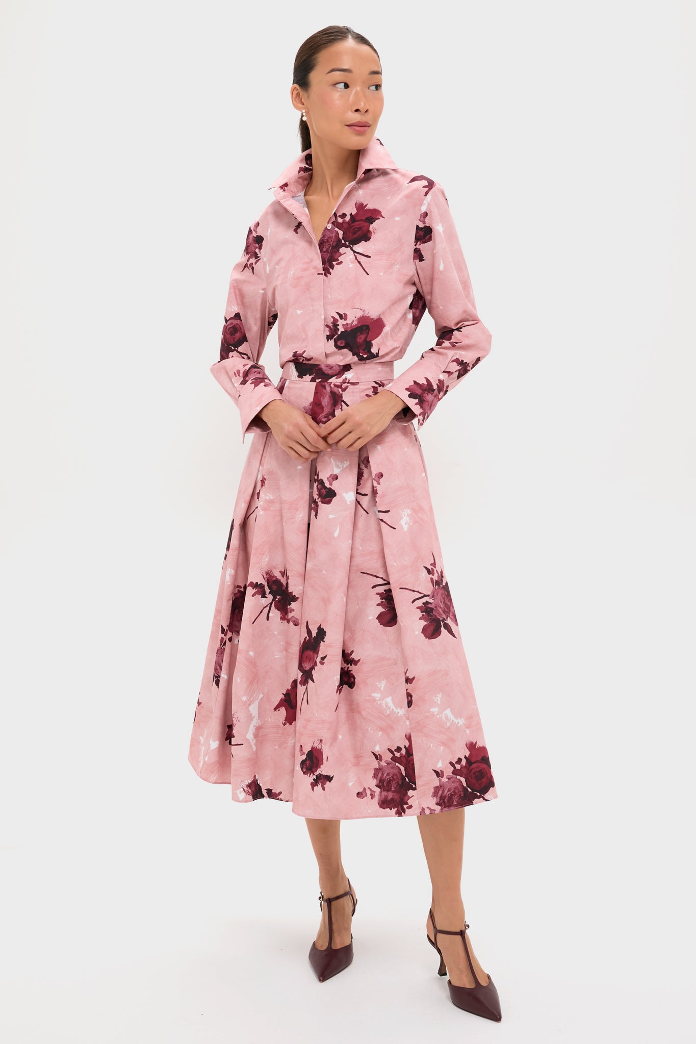 Abstract Rose Slipper Pink Long Sleeve Shirt-Get Girly