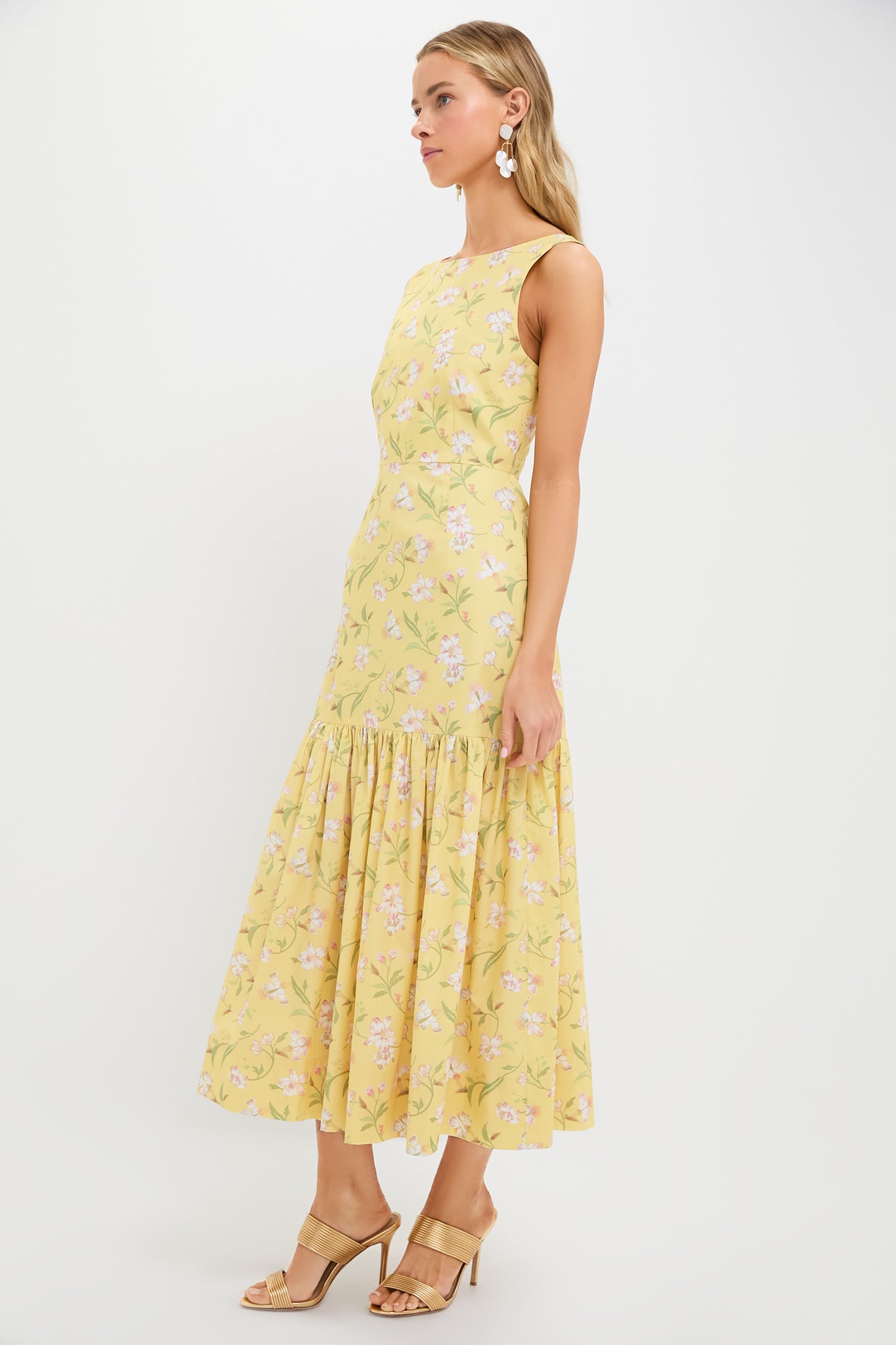 Yellow Hibiscus Low-Back Dress-Get Girly