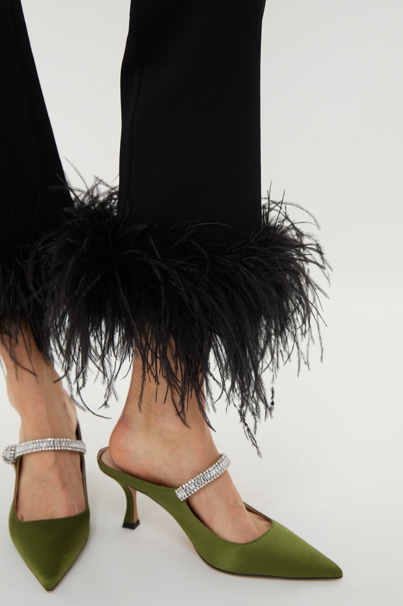 Black Feather Compression Knit Ashford Pants-Get Girly