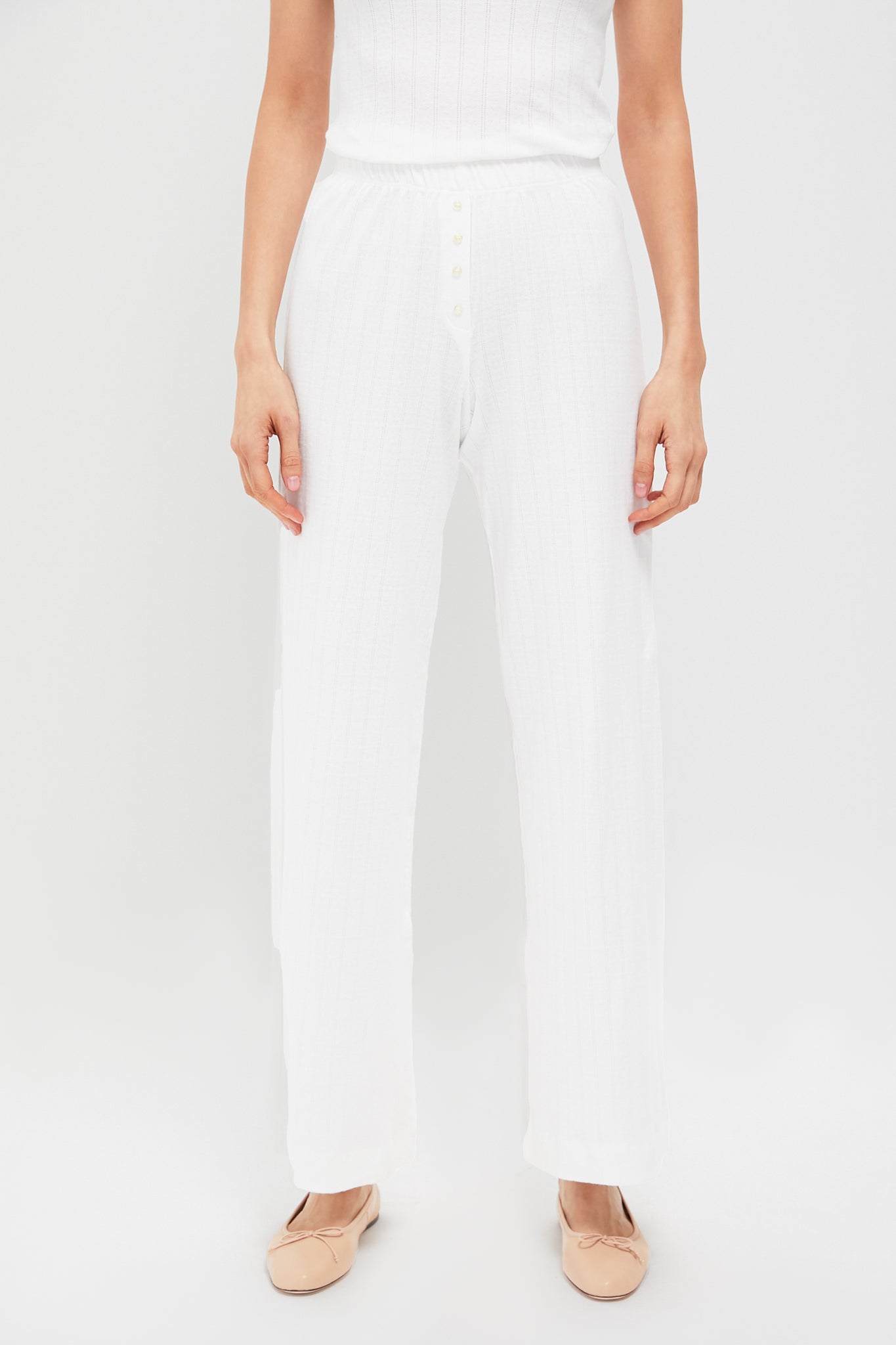 White Pointelle Boxer Pants-Get Girly