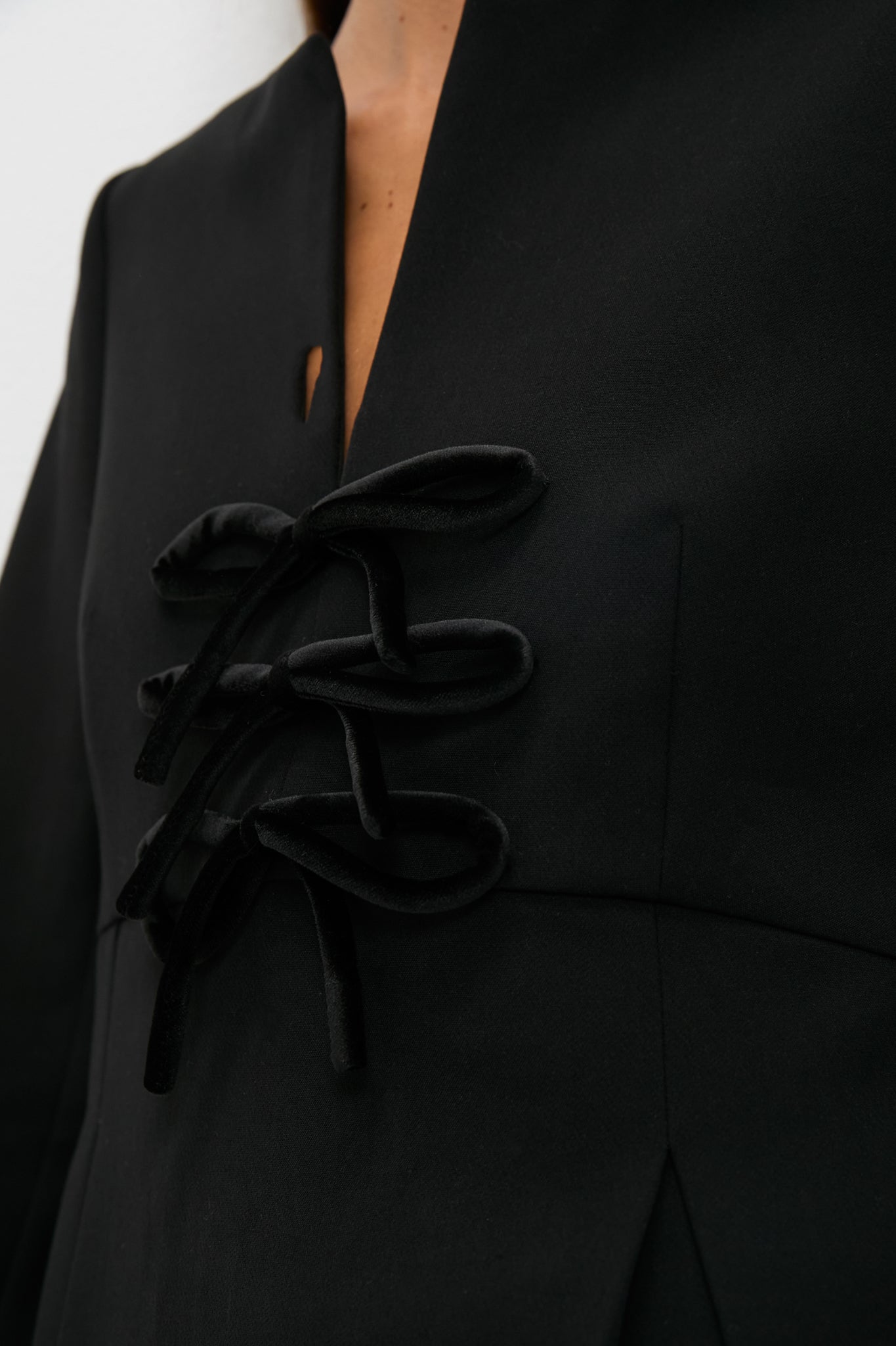 Black Crepe Blair Bow Coat Dress-Get Girly