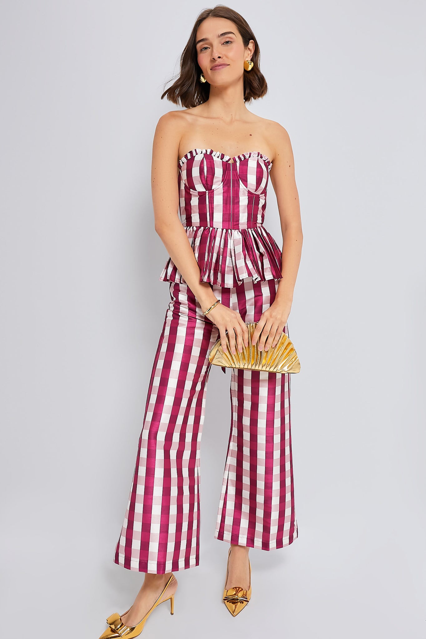 Wine Gingham Libby Pant-Get Girly