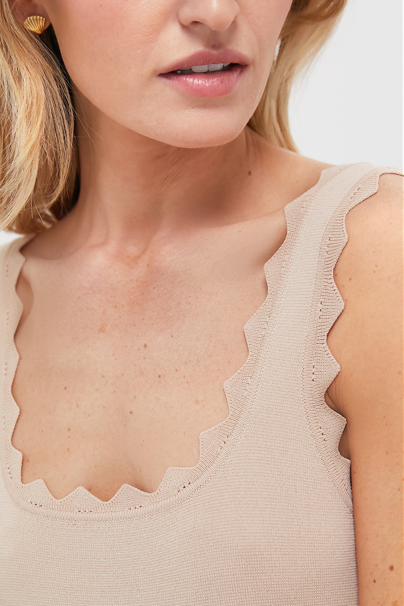 Tan Ric Rac Compression Tank-Get Girly