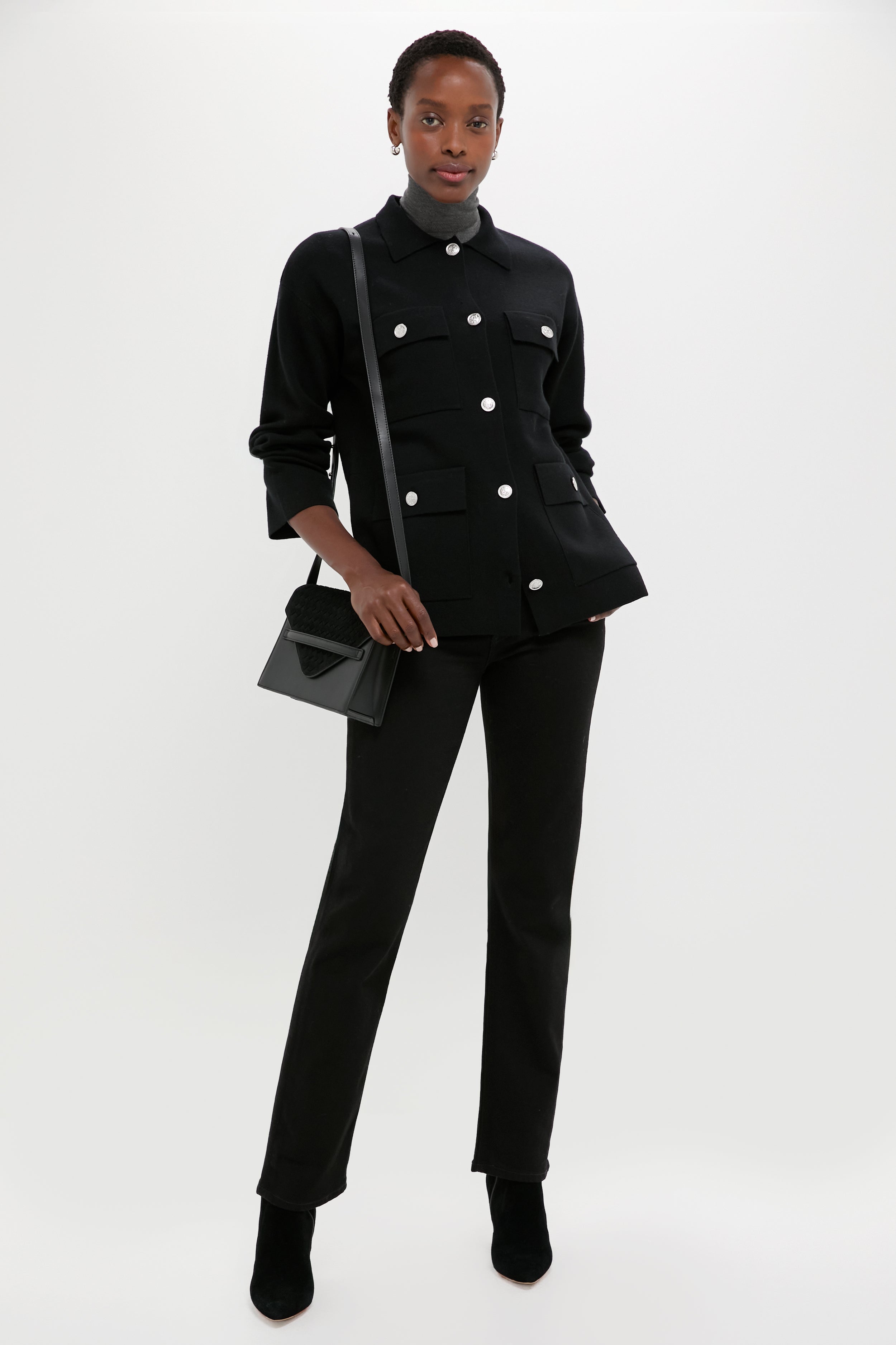 Black Cambridge Sweater Jacket-Get Girly