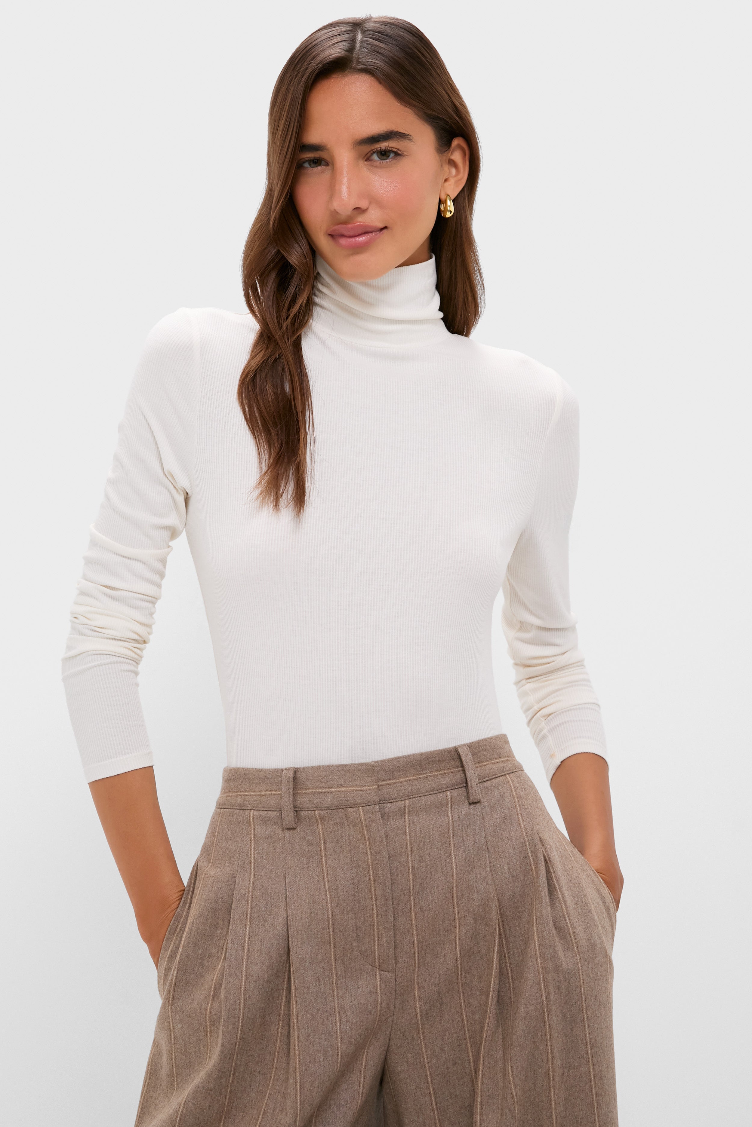 Ivory Lightweight Ribbed Topanga Turtleneck-Get Girly
