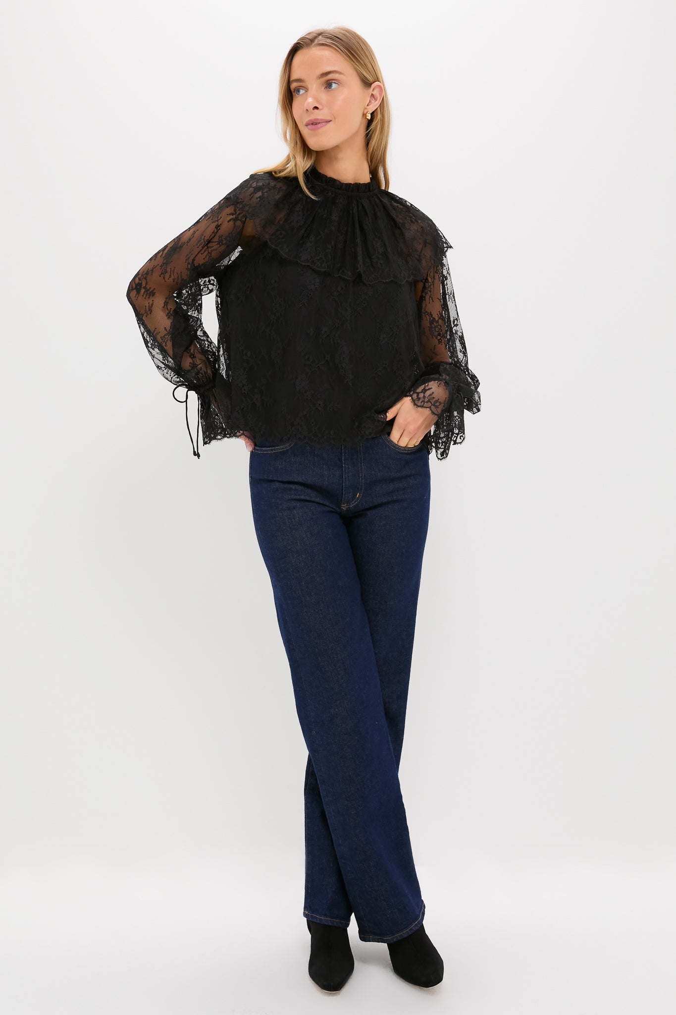Black Casandra Lace Blouse-Get Girly
