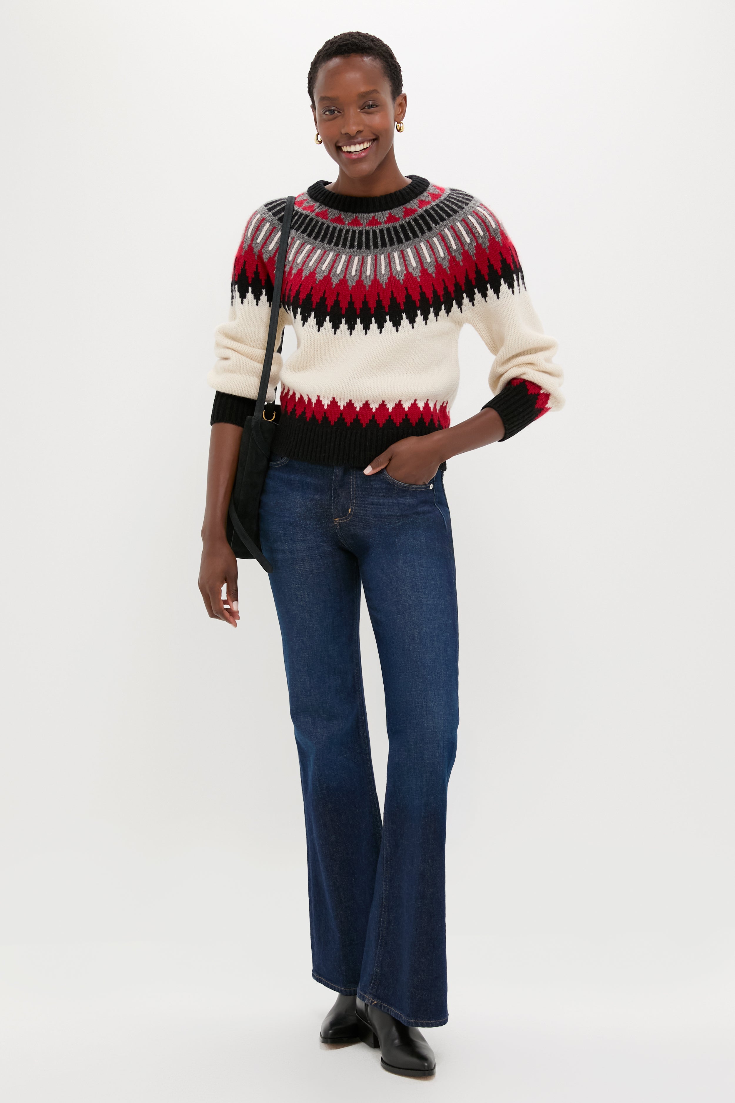 Authentic Cream Fairisle Multi Crewneck Sweater-Get Girly