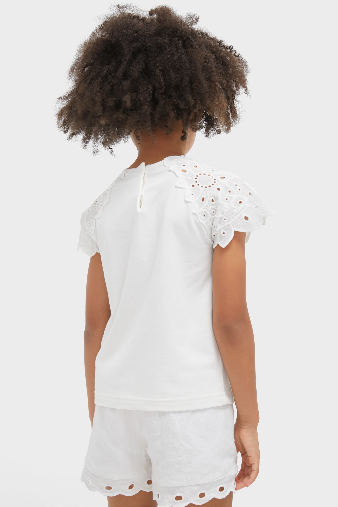 White Eyelet Sleeve Blouse-Get Girly
