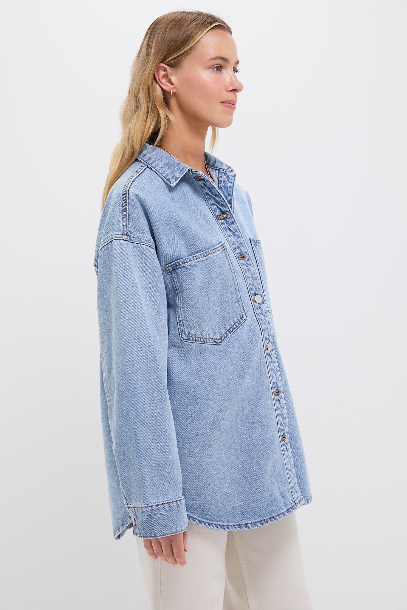 90s Blue Organic Denim Overshirt-Get Girly